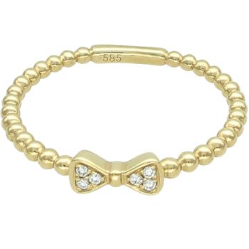 Złoty Pierścionek z Diamentami 585 Kokardka z Blaskiem - Rozmiar 14  R61161 damski.jpg