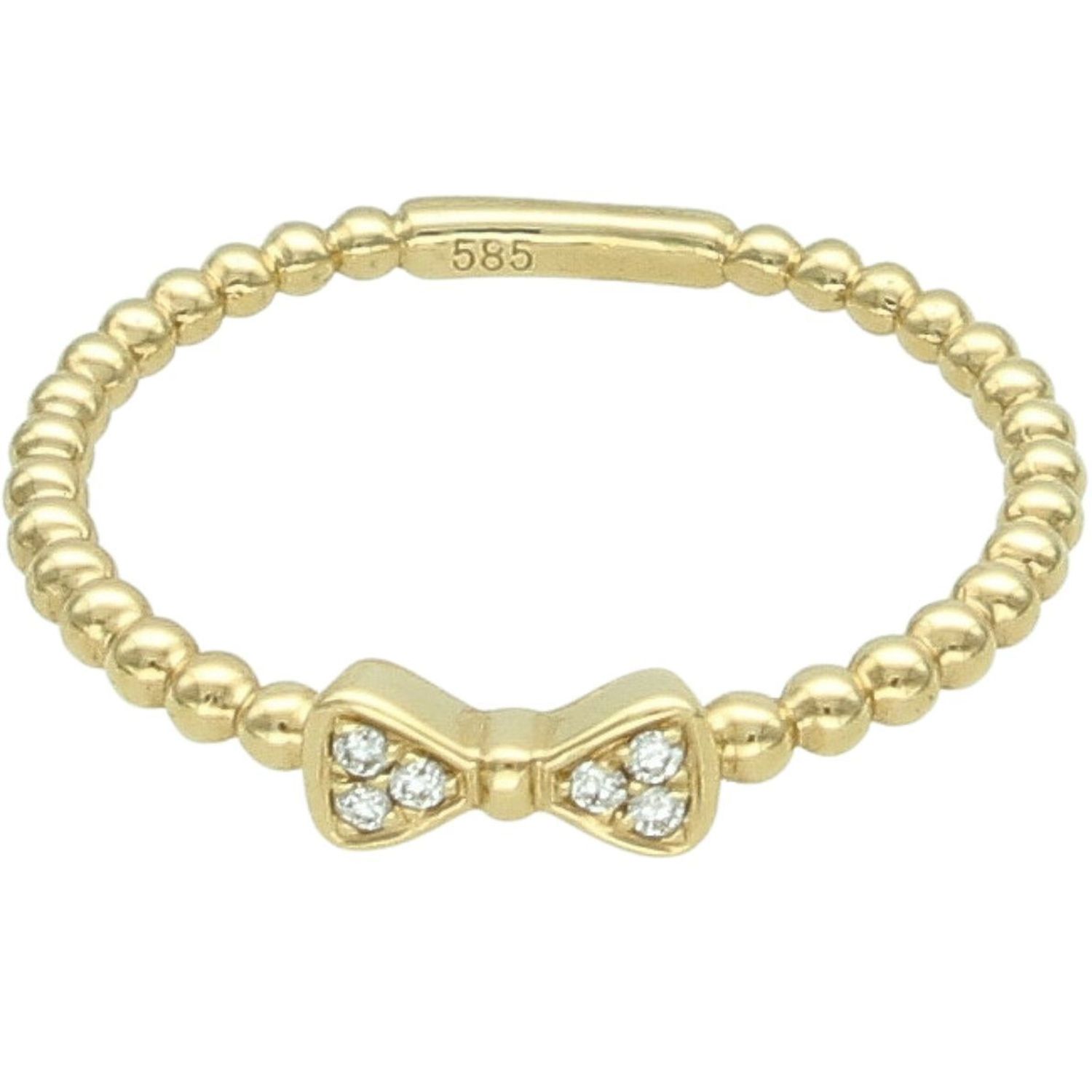 Złoty Pierścionek z Diamentami 585 Kokardka z Blaskiem - Rozmiar 14  R61161 damski.jpg