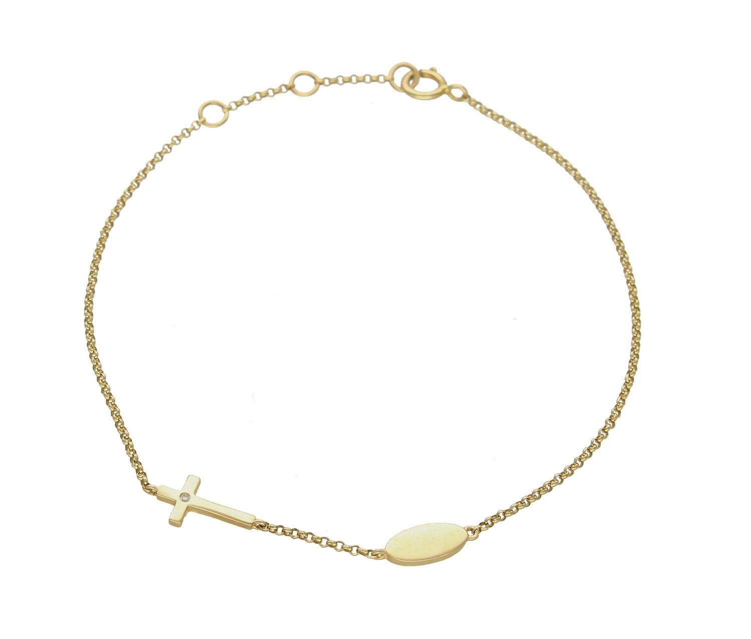 Bransoletka złota DIAMENT, krzyż z brylantem 0660067357. Przepiękna bransoletka ze złota wysadzona brylantami. Klasyka w najlepszym wydaniu. Złoto i brylanty to wyjątkowe połączenie, które kobiety wprost uwielbiają (1).jpg