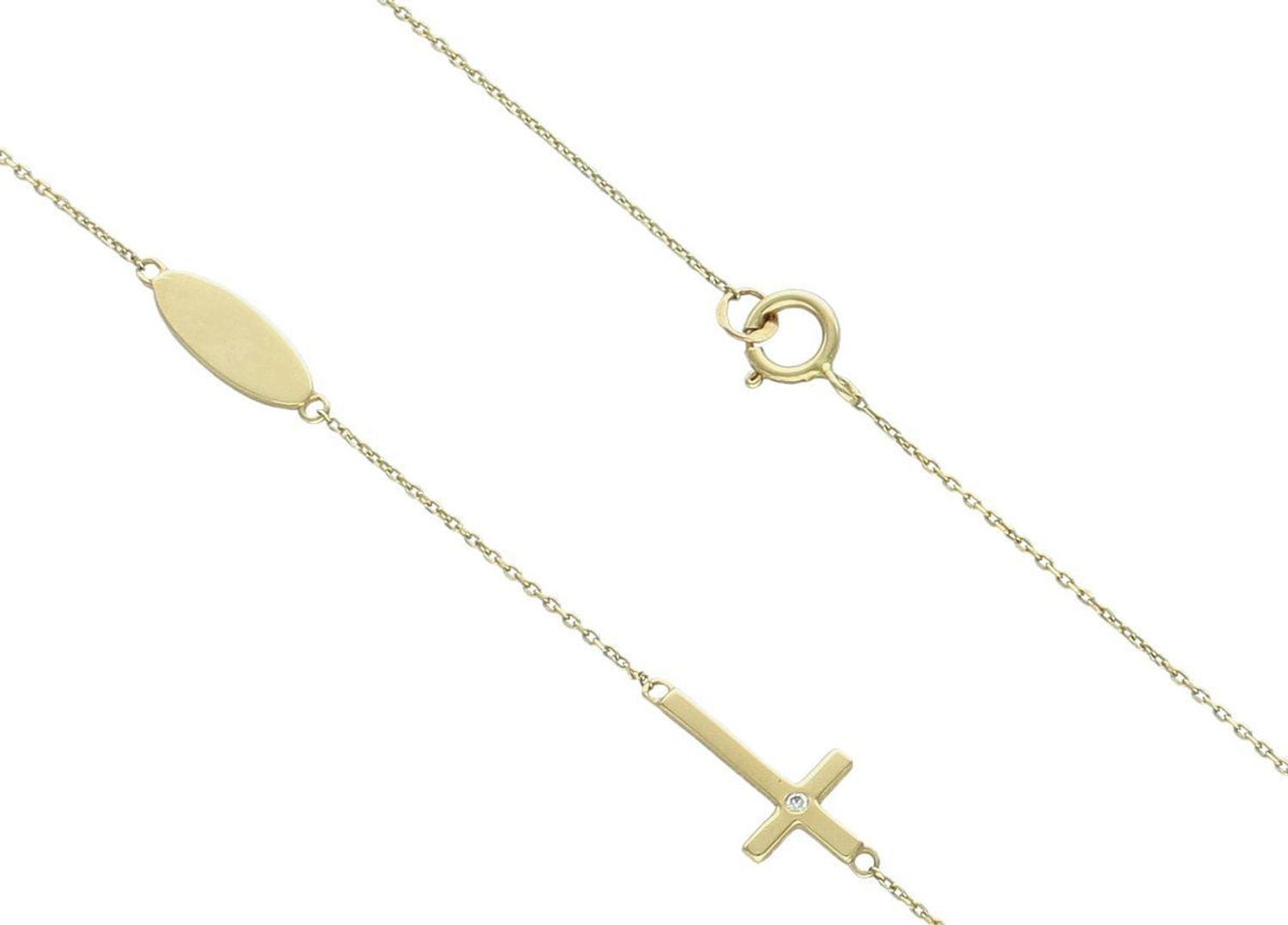 Złoty naszyjnik damski DIAMENT krzyżyk z brylantem N03979 Naszyjnik jednym brylantem 2.jpg