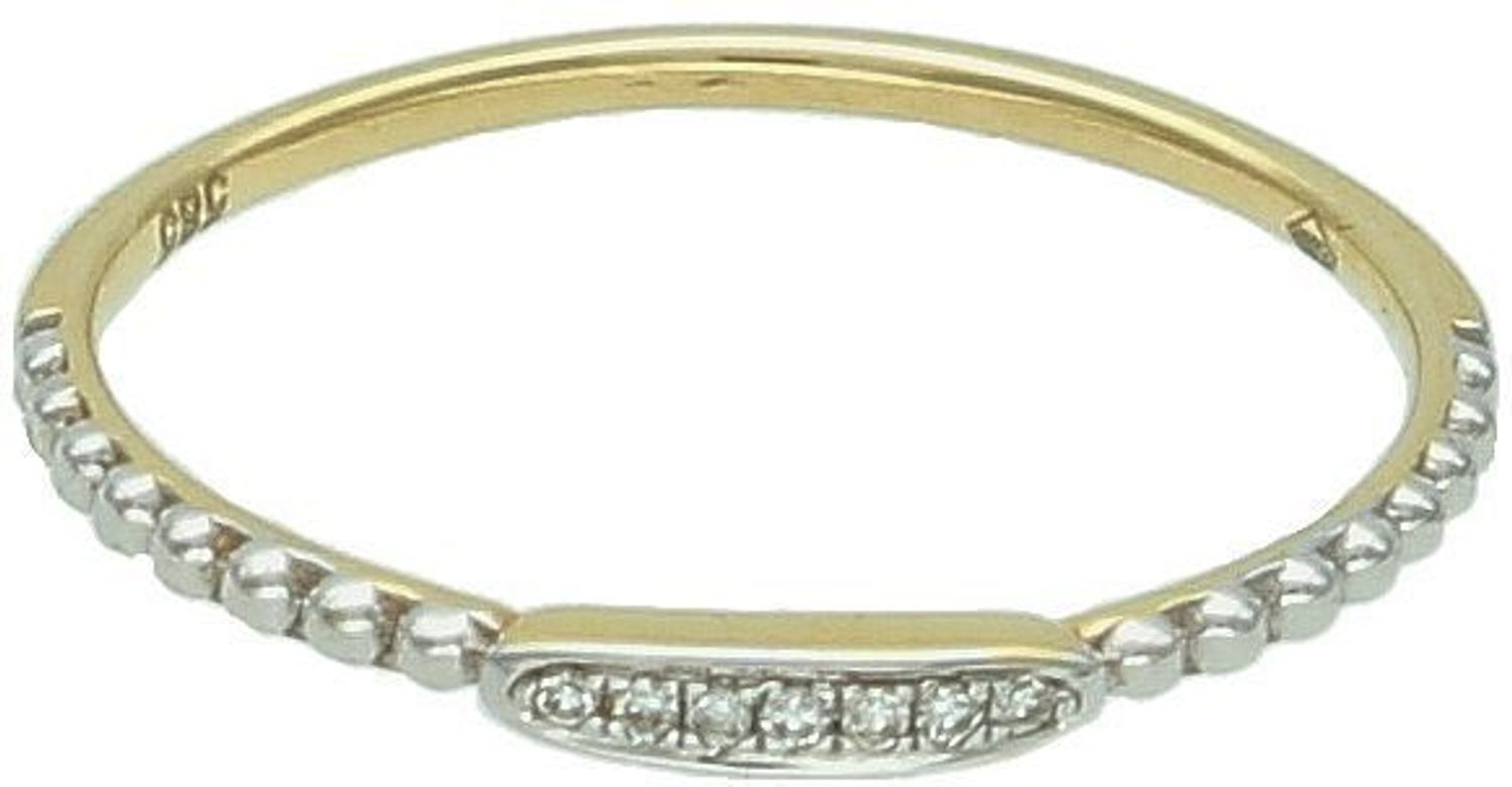 Złoty pierścionek damski 585 Delikatny rząd Diamentów Au.jpg