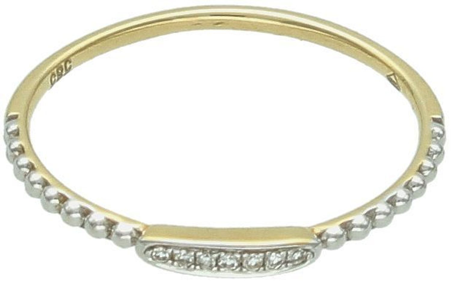 Złoty pierścionek damski 585 Delikatny rząd Diamentów Au.jpg