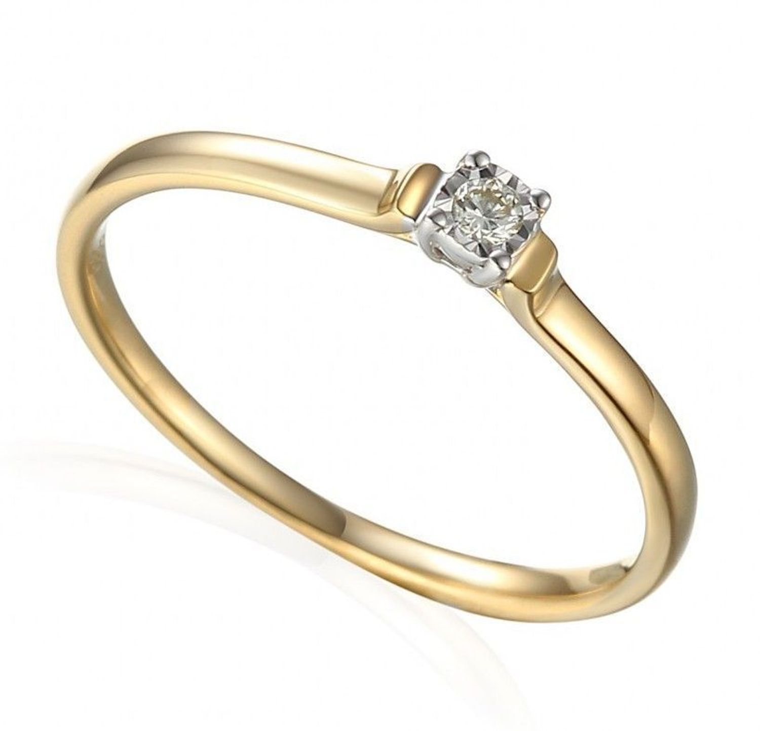 pierscionek-zloty-zareczynowy-z-diamentem-Pierścionek złoty DIAMENT 585, diamenty z diamentami 0660072241 wykonany ze złota próby 585. Pierścionek z jednym diamentem wielkości 0,14 ct, czystoś.jpg