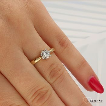 Pierścionek złoty DIAMENT żółte i białe złoto, jeden diament w białym złocie, zaręczynowy 0660072393.jpg