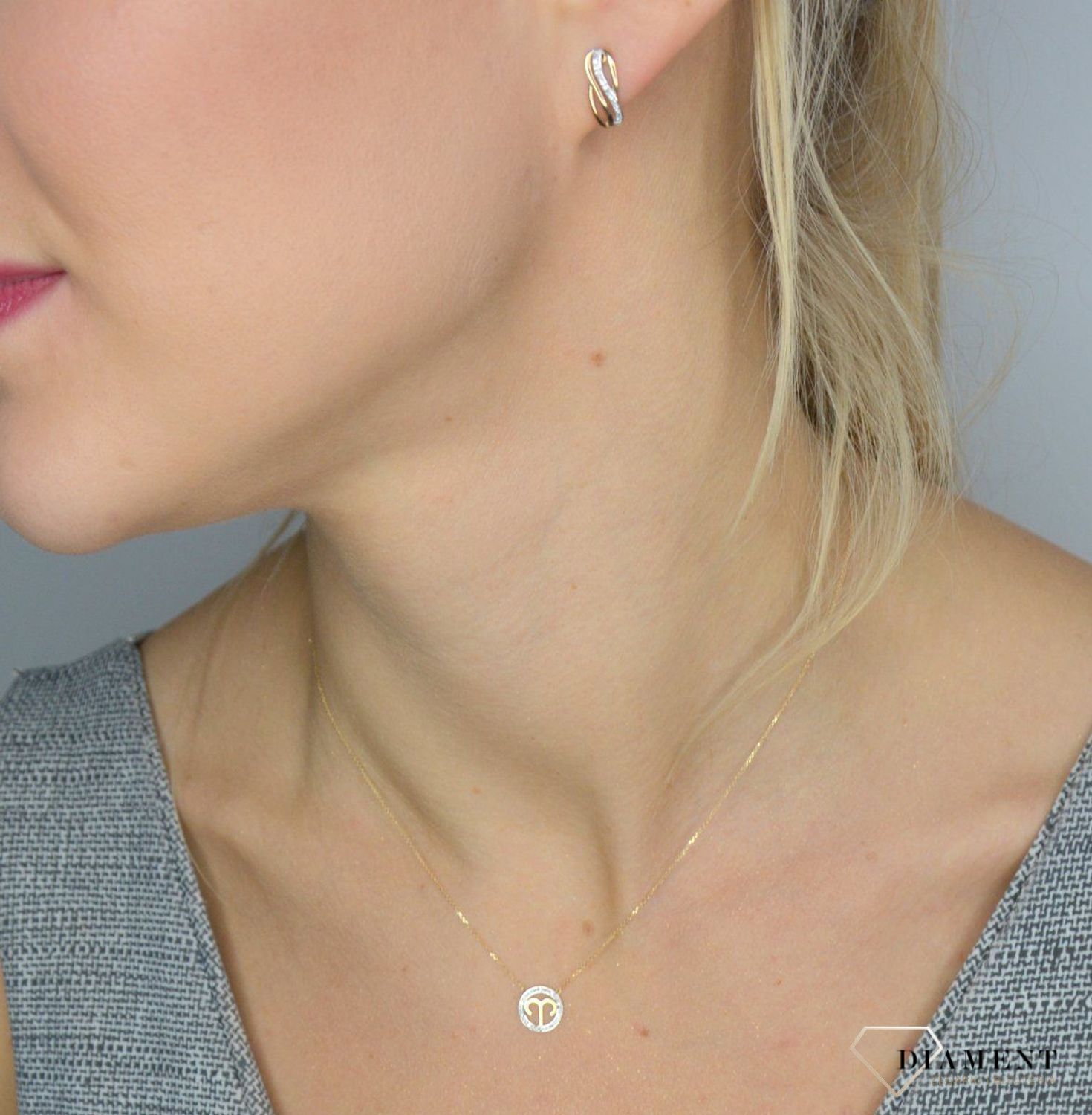 Złote kolczyki DIAMENT 585 diamenty 0660073069.jpg