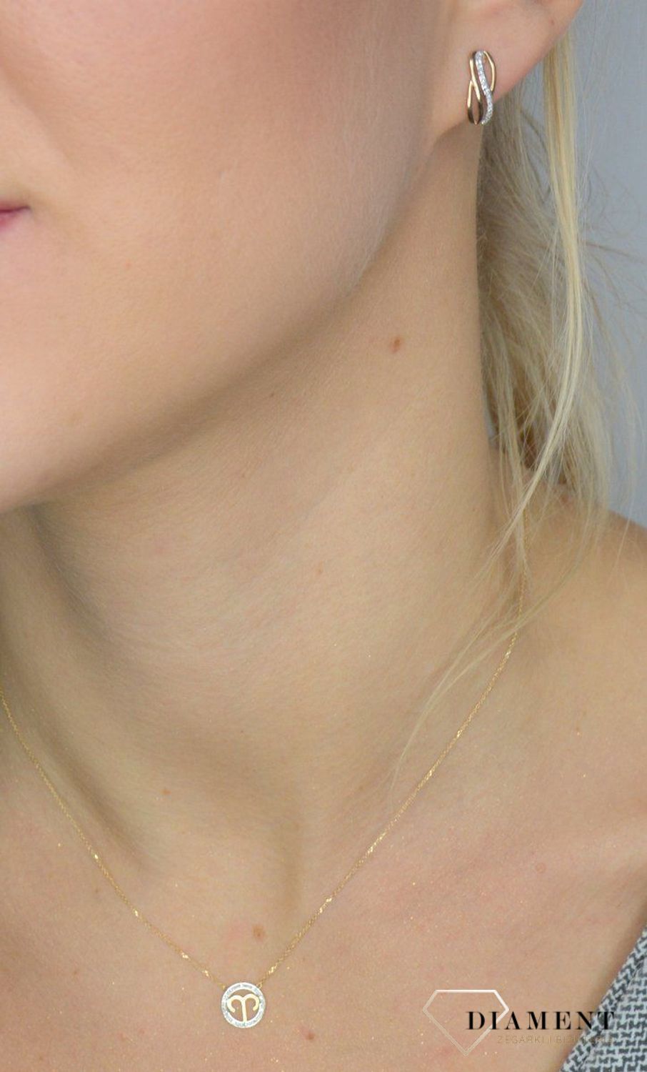 Złote kolczyki DIAMENT 585 diamenty 0660073069.jpg