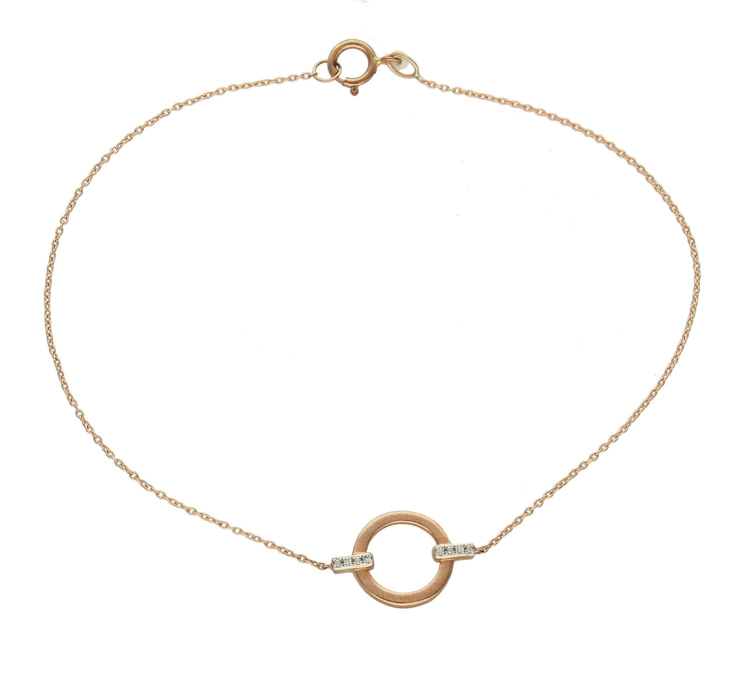 Bransoletka z różowego złota DIAMENT, kółko z brylantami 0660073492. Przepiękna bransoletka z różowego złota wysadzona brylantami. Klasyka w najlepszym wydaniu. Złoto i brylanty to wyjątkowe połączenie, które kobiety wprost uwielb (1).jpg