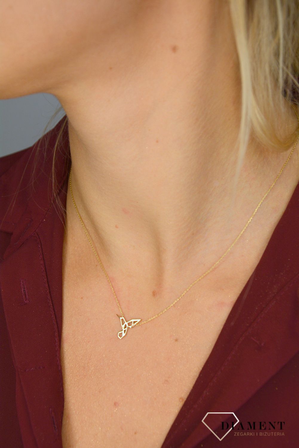 Złoty naszyjnik 375 'koliberek z brylantem' 0660073517.jpg