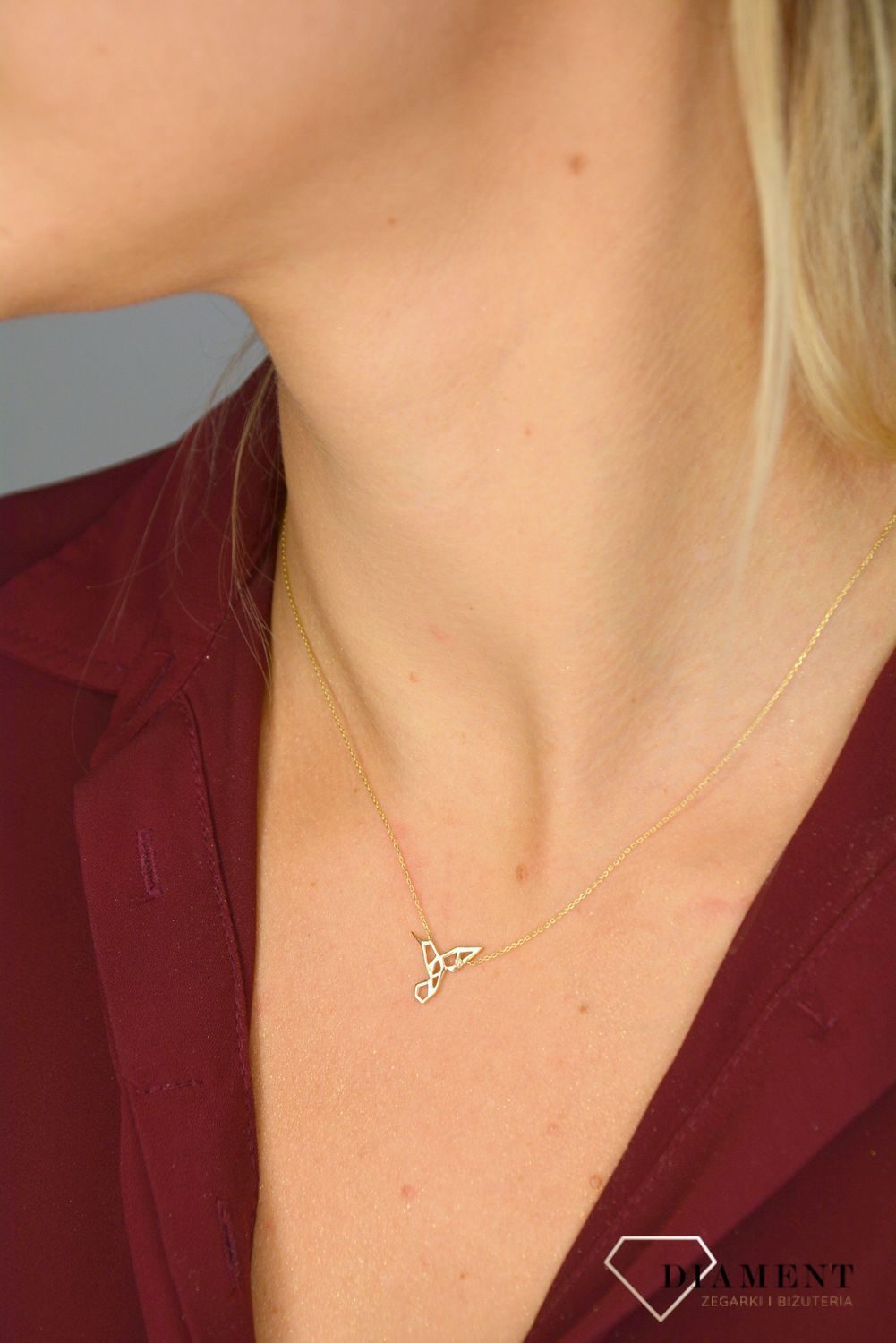 Złoty naszyjnik 375 'koliberek z brylantem' 0660073517.jpg
