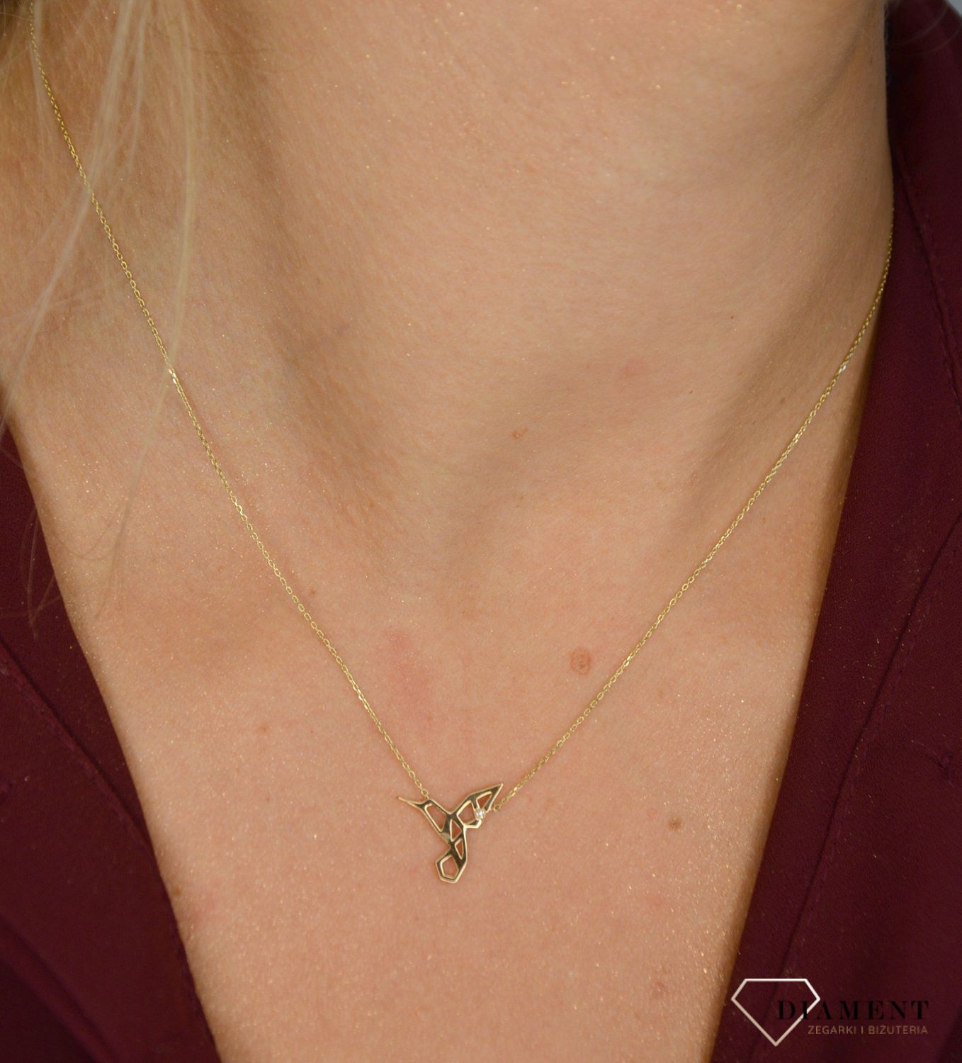 Złoty naszyjnik 375 'koliberek z brylantem' 0660073517.jpg