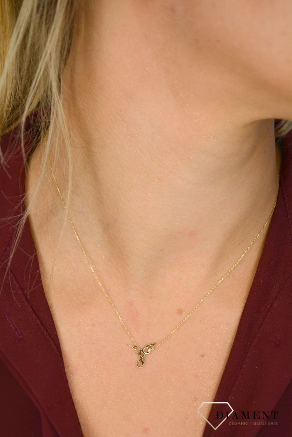 Złoty naszyjnik 375 'koliberek z brylantem' 0660073517.jpg