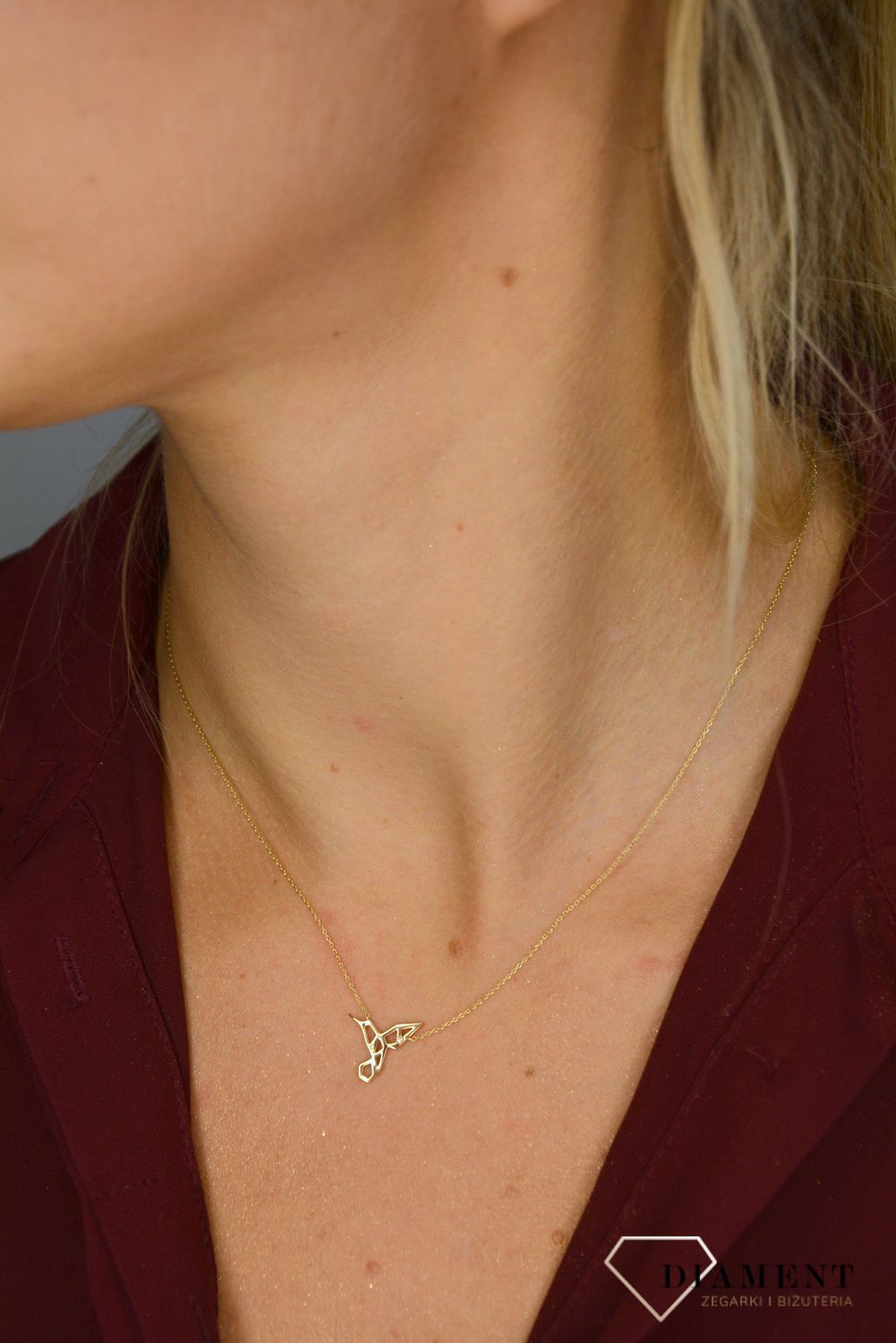 Złoty naszyjnik 375 'koliberek z brylantem' 0660073517.jpg