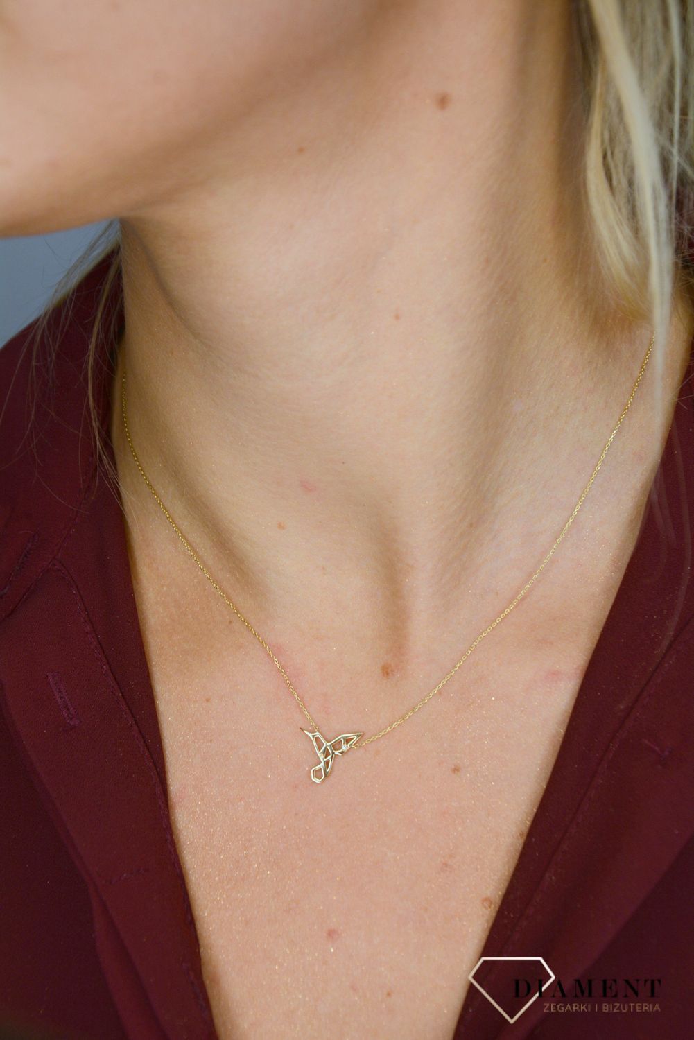 Złoty naszyjnik 375 'koliberek z brylantem' 0660073517.jpg