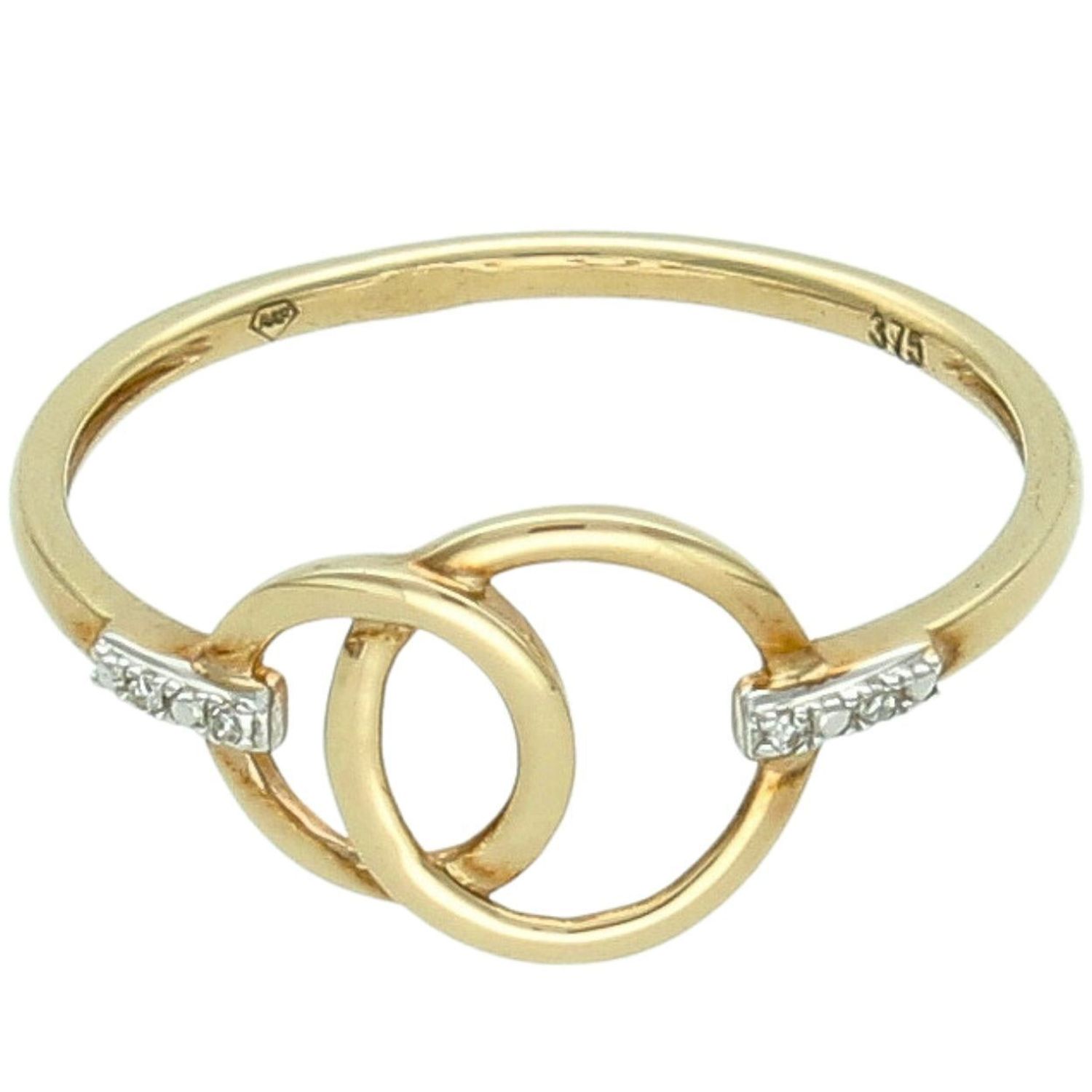 Złoty Pierścionek z Diamentami 375 – Podwójne Koło Elegancji  R65980Y diamenty.jpg