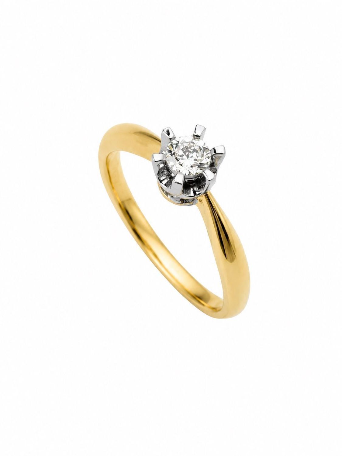 Złoty pierścionek zaręczynowy rozmiar 15 Diament 0,10ct diam.jpg