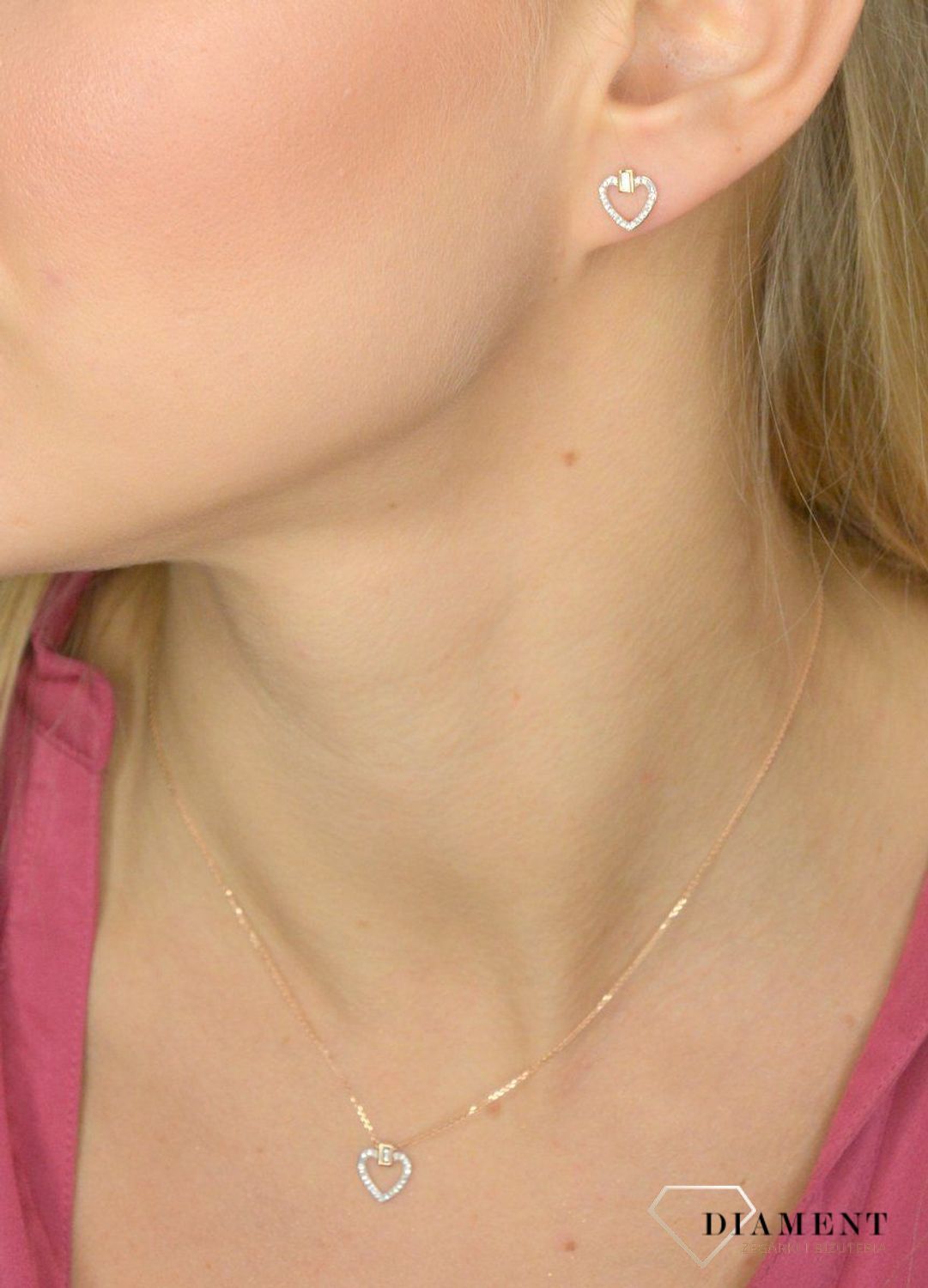 Złoty naszyjnik serce DIAMENT różowe złoto, diamenty 0660079970.jpg