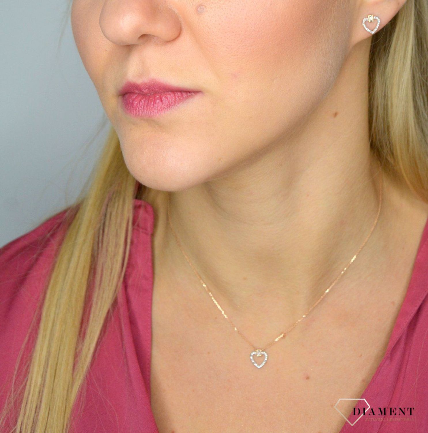 Złoty naszyjnik serce DIAMENT różowe złoto, diamenty 0660079970.jpg