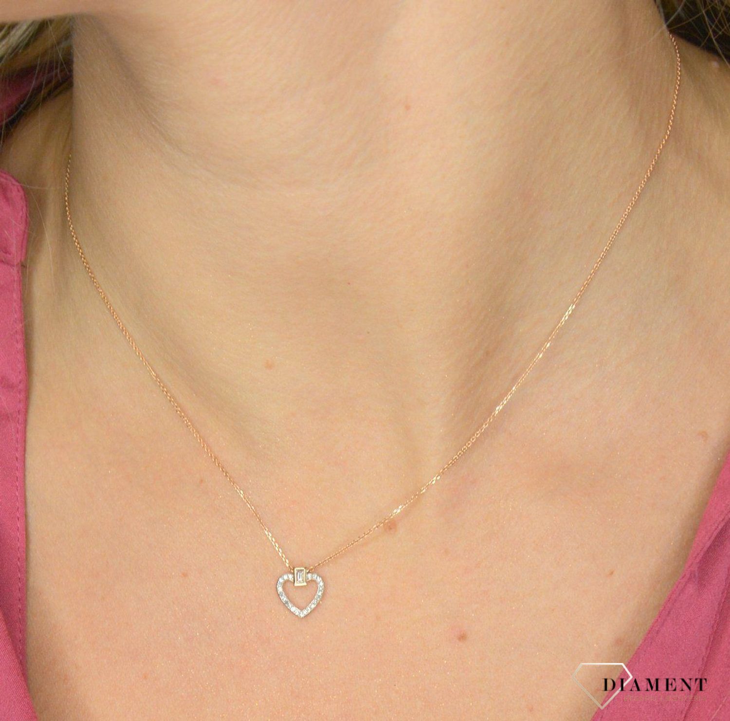 Złoty naszyjnik serce DIAMENT różowe złoto, diamenty 0660079970.jpg