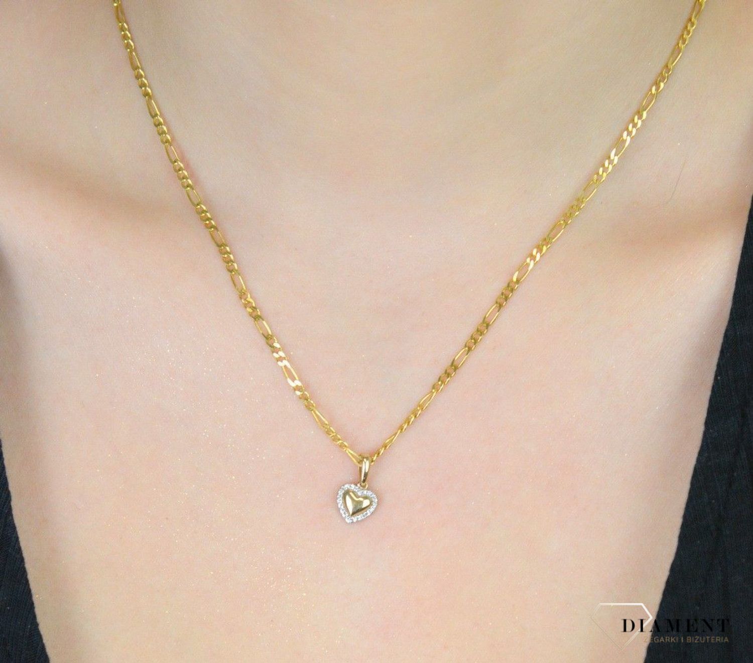 Zawieszka złota serce z diamentami HSI 0,06ct22  P56066 Y Zawieszka złota damska serce z 22 Diamentami 585 P56066 Y. Zawieszka wykonana żółtego złota próby 585 o ponadczasowej formie serca. 1.jpg