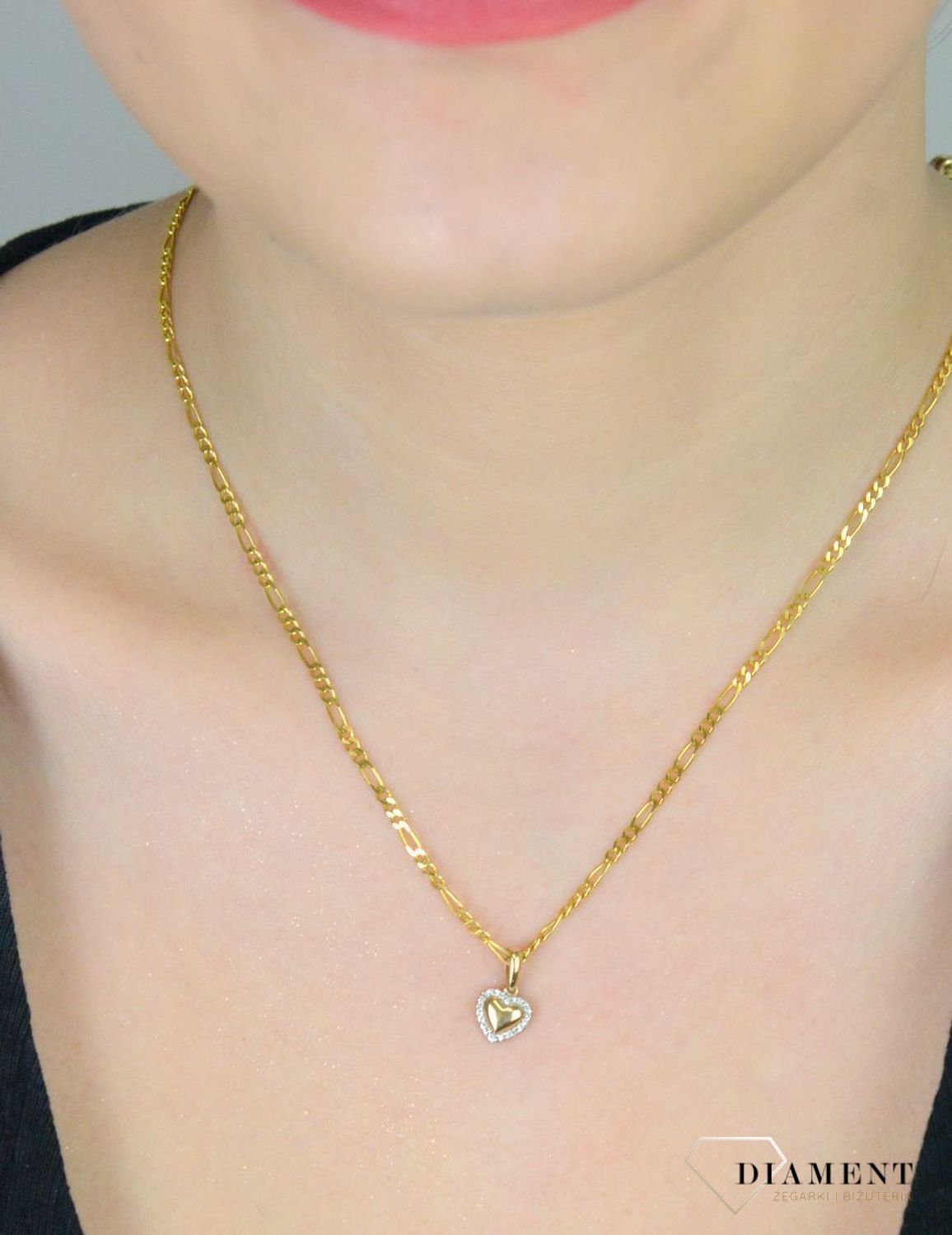 Zawieszka złota serce z diamentami HSI 0,06ct22  P56066 Y Zawieszka złota damska serce z 22 Diamentami 585 P56066 Y. Zawieszka wykonana żółtego złota próby 585 o ponadczasowej formie serca. 1.jpg