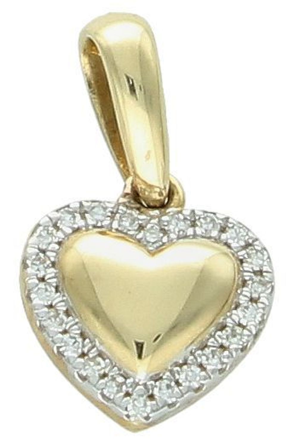 Zawieszka złota serce z diamentami HSI 0,06ct22  P56066 Y Zawieszka złota damska serce z 22 Diamentami 585 P56066 Y. Zawieszka wykonana żółtego złota próby 585 o ponadczasowej formie serca. 1.jpg