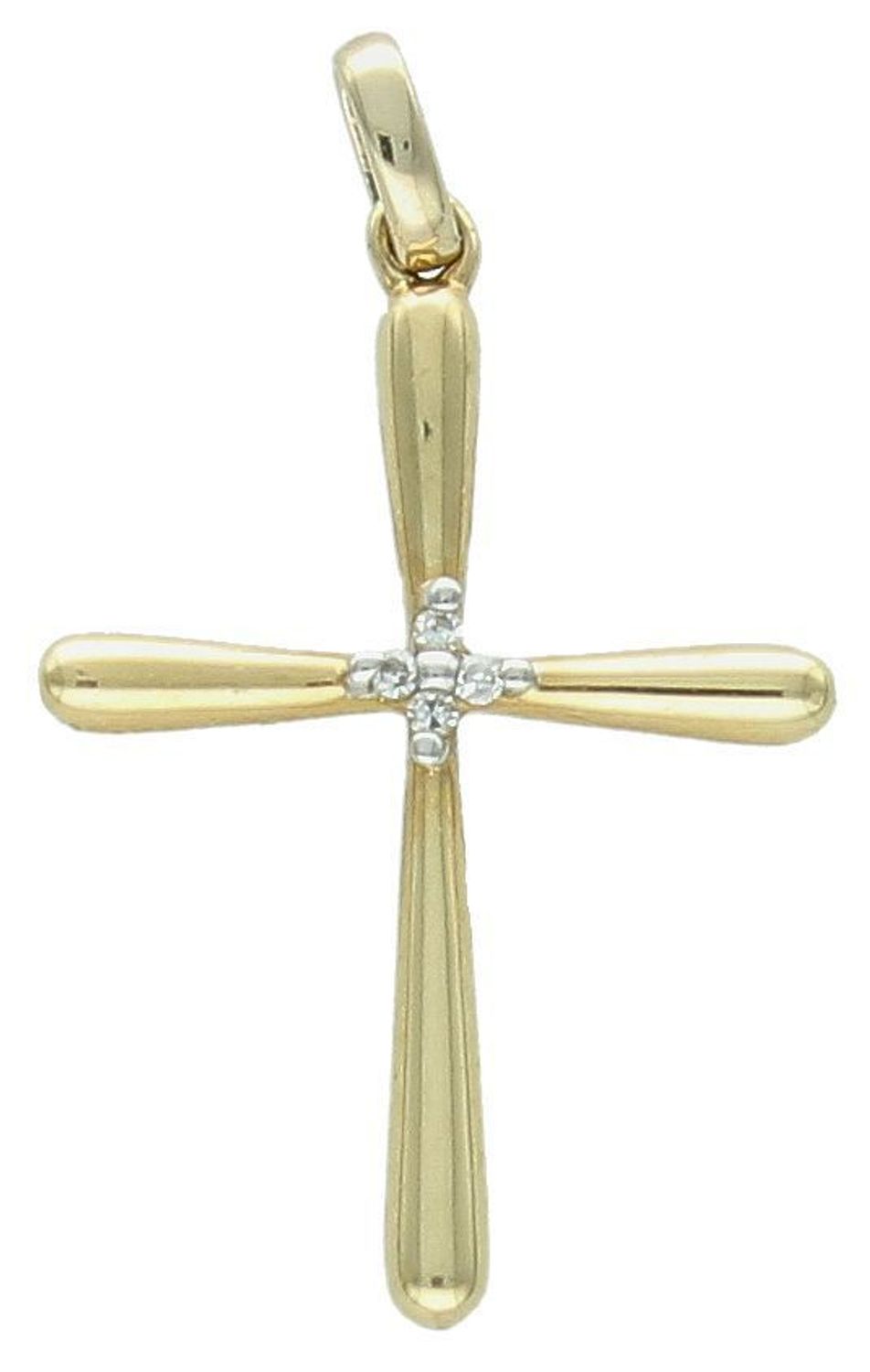 Złota zawieszka 585 krzyżyk z diamentami P34336 Y żółtego złota wysokiej próby 585, z niezwykłą starannością i dbałością o każdy szczegół. Biżuteria wykonana z 14 karatowego złota została 1.jpg