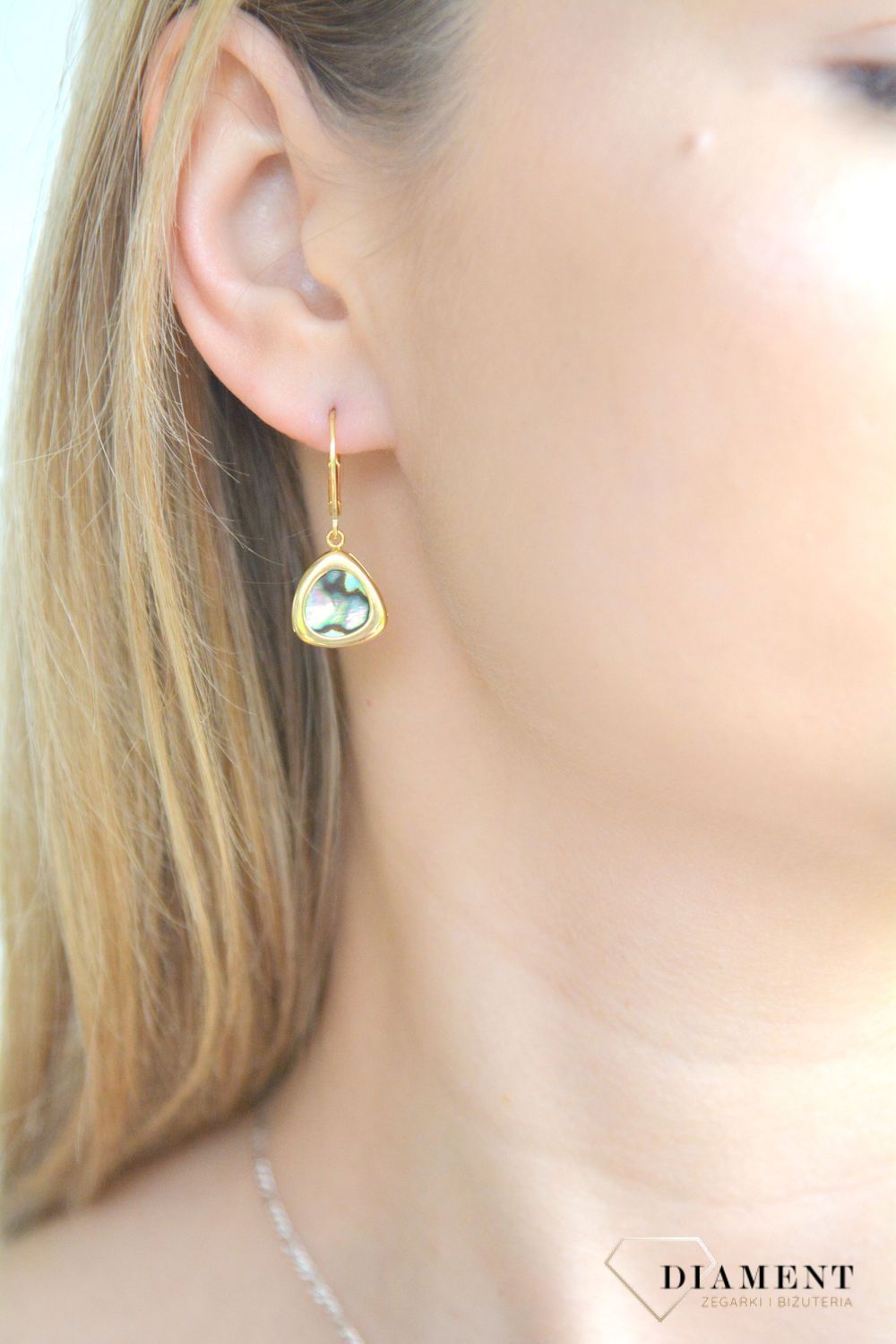 Srebrne kolczyki damskie 925 pokryte złotem z muszlą naturalną 0712858190 (2).jpg