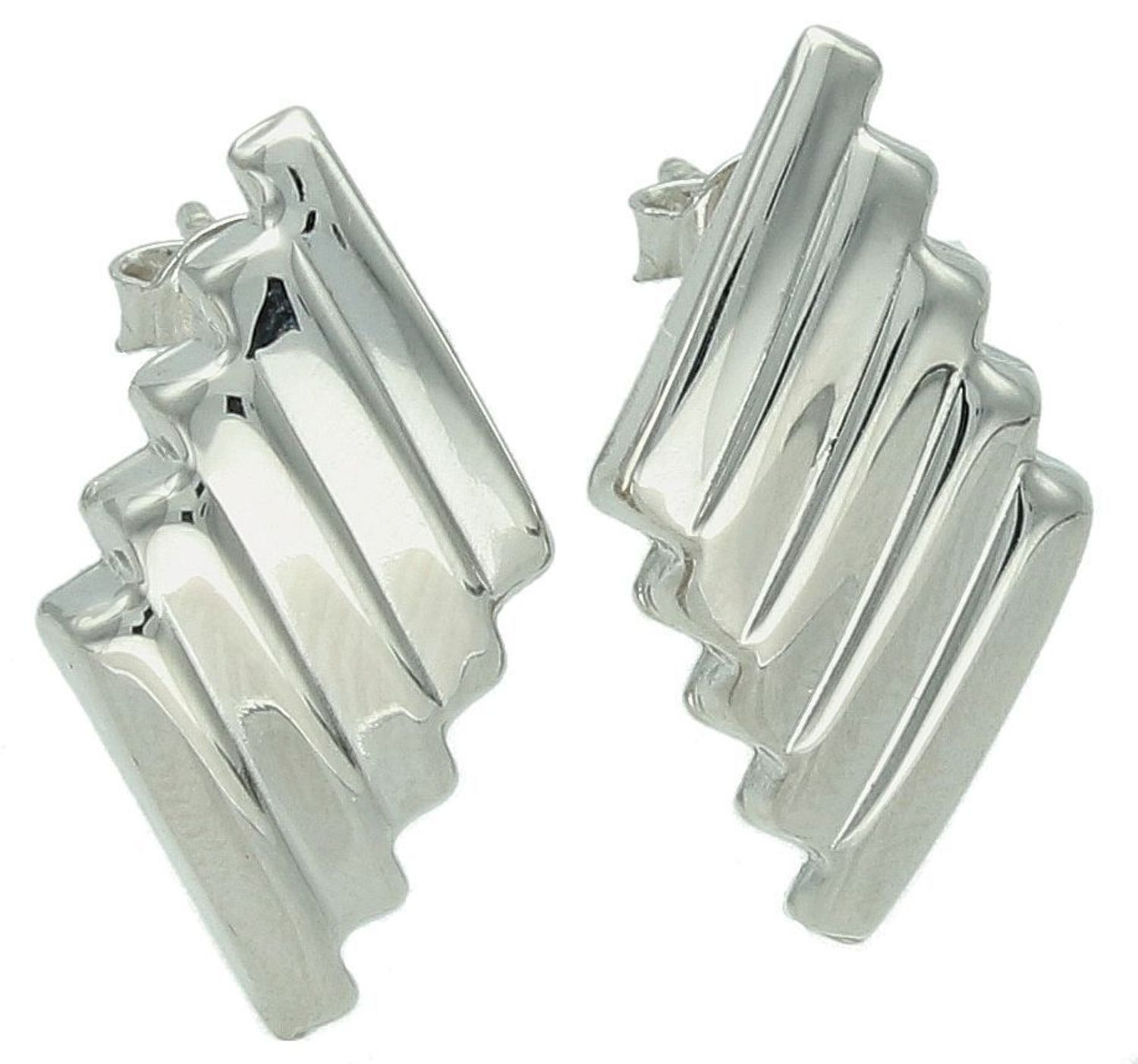 Kolczyki srebrne w geometrycznym kształcie pr 925, 0717068700 Srebrne kolczyki w geometrycznym kształcie zostały wykonane z najwyższej jakości srebra próby 925. 1.jpg