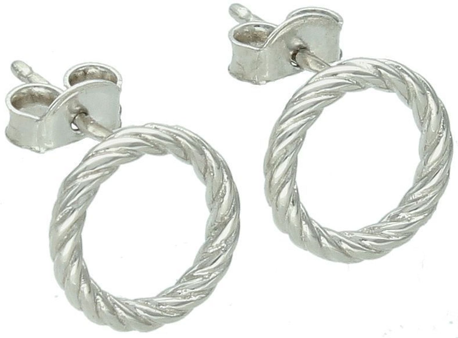 Kolczyki damskie srebrne kółeczka otwarte plecione próba 925, 0717075200 Stylowe kolczyki srebrne w formie otwartych kółeczek o plecionej strukturze to ponadczasowy dodatek, który świetnie 1.jpg