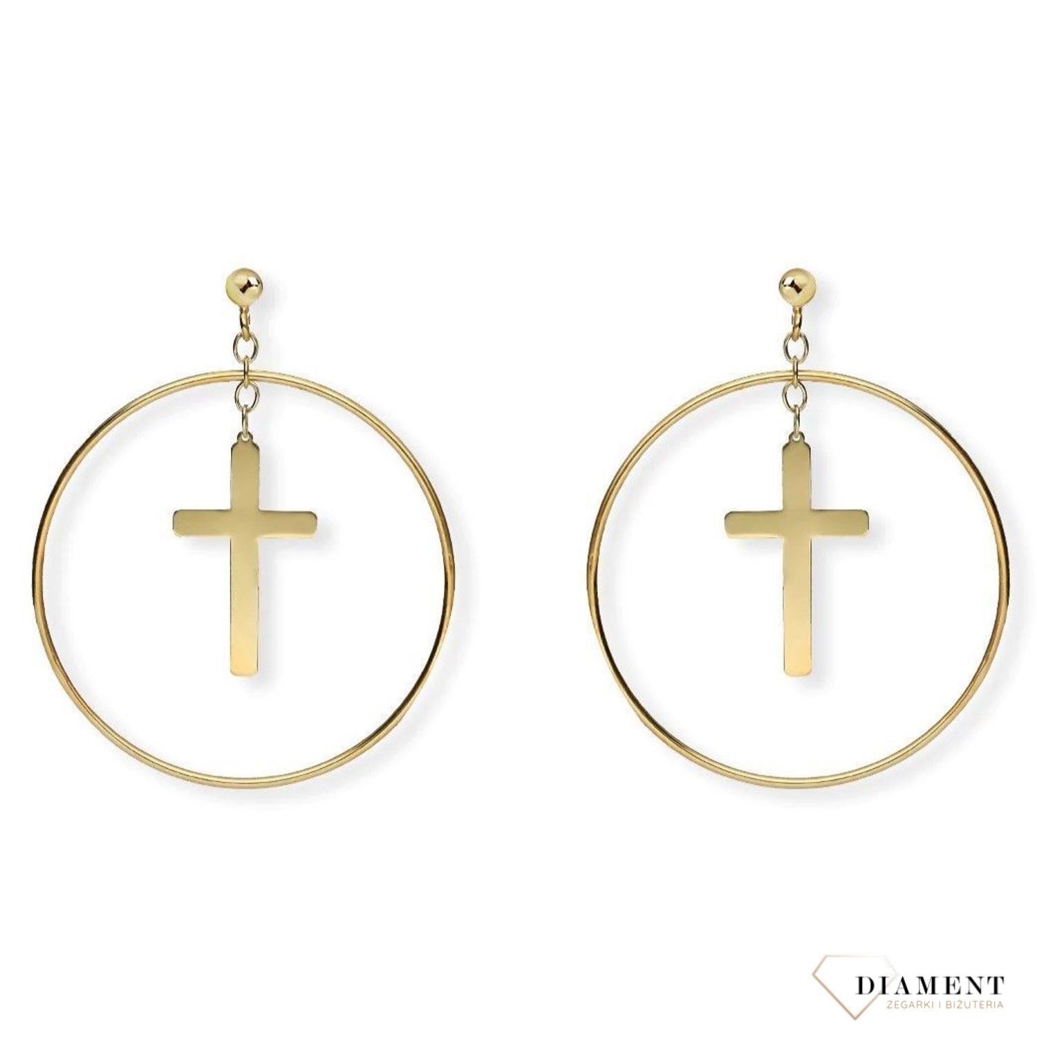 Srebrne kolczyki damskie 925 pozłacane koła z krzyżem 4,7 cm 0718038200. Srebrne kolczyki damskie. Kolczyki srebrne pozłacane. Kolczyki koła na sztyft. Kolczyki damskie koła z krzyżem. Kolczyki srebrne koła pokryte złotem na prezent..jpg