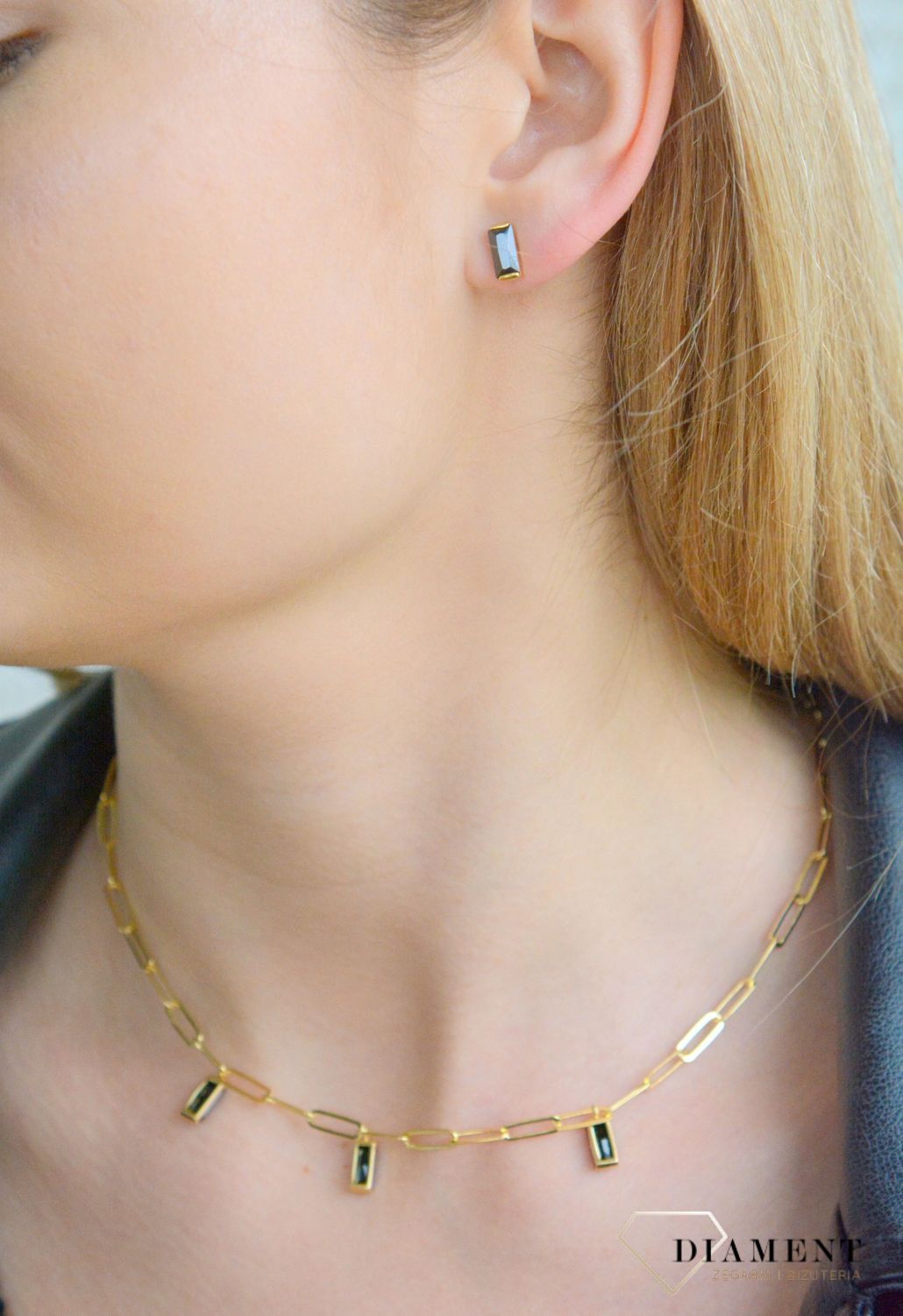 Srebrne kolczyki damskie 925 pozłacane z czarnym kamieniem  0718338500.jpg