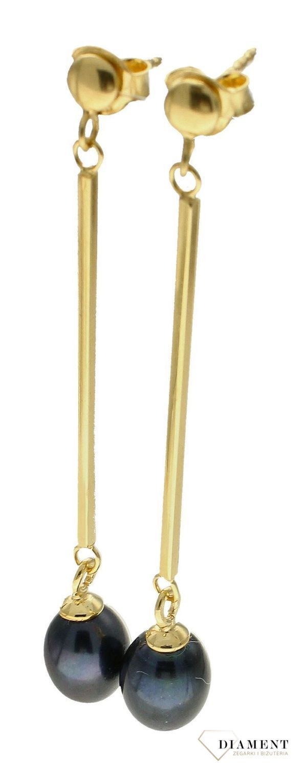 Srebrne kolczyki damskie pozłacane 925 z granatową perłą  0718644603 (2).jpg