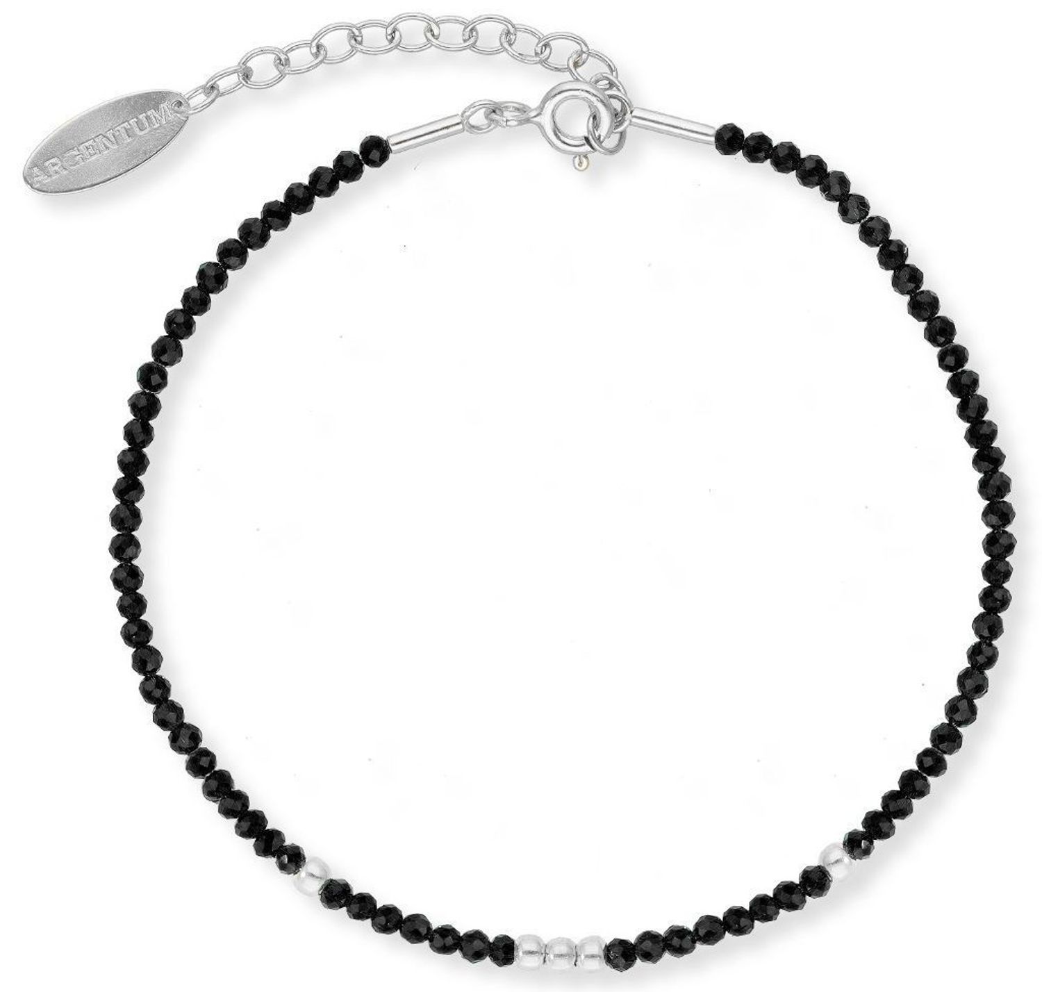 Bransoletka damska czarny spinel próba 925, 0727335700 Bransoletka damska z czarnym spinel 🖤, wykonana ze srebra próby 925, numer katalogowy 0727335700. 1.jpg