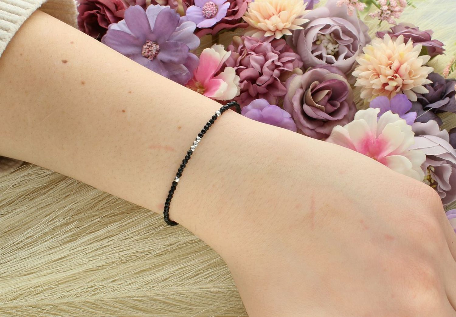 Bransoletka damska czarny spinel próba 925, 0727335700 Bransoletka damska z czarnym spinel 🖤, wykonana ze srebra próby 925, numer katalogowy 0727335700. 1.jpg