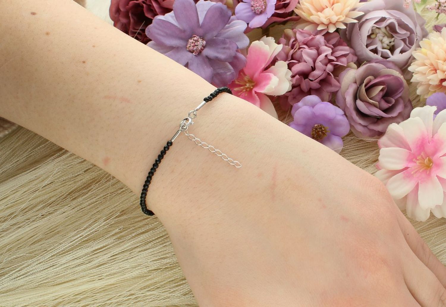 Bransoletka damska czarny spinel próba 925, 0727335700 Bransoletka damska z czarnym spinel 🖤, wykonana ze srebra próby 925, numer katalogowy 0727335700. 1.jpg