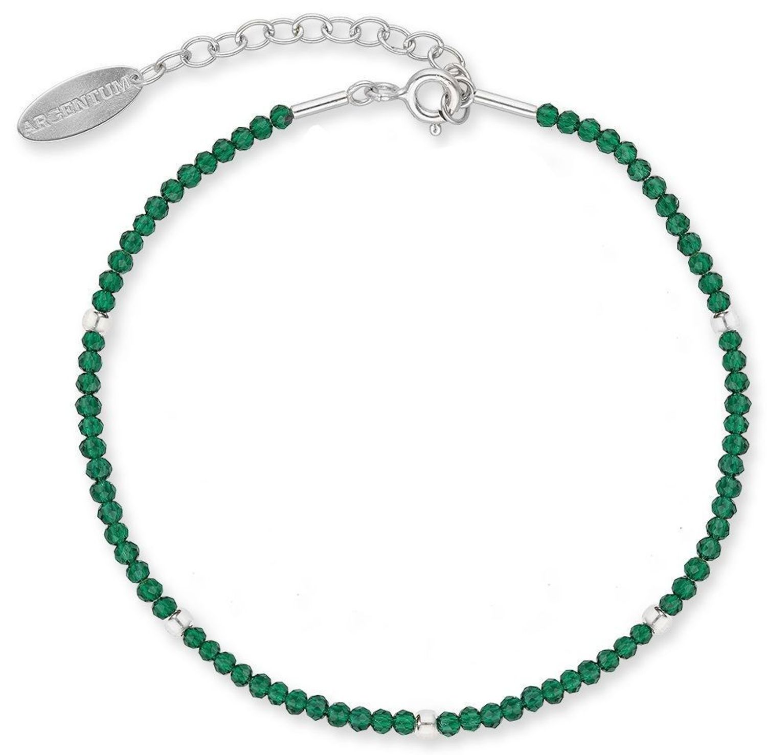 Bransoletka damska srebrna próby 925 spinel 0727735600 Bransoletka damska wykonana ze srebra próby 925, z kamieniem spinel w kolorze zielonym, numer katalogowy 0727735600. 1.jpg