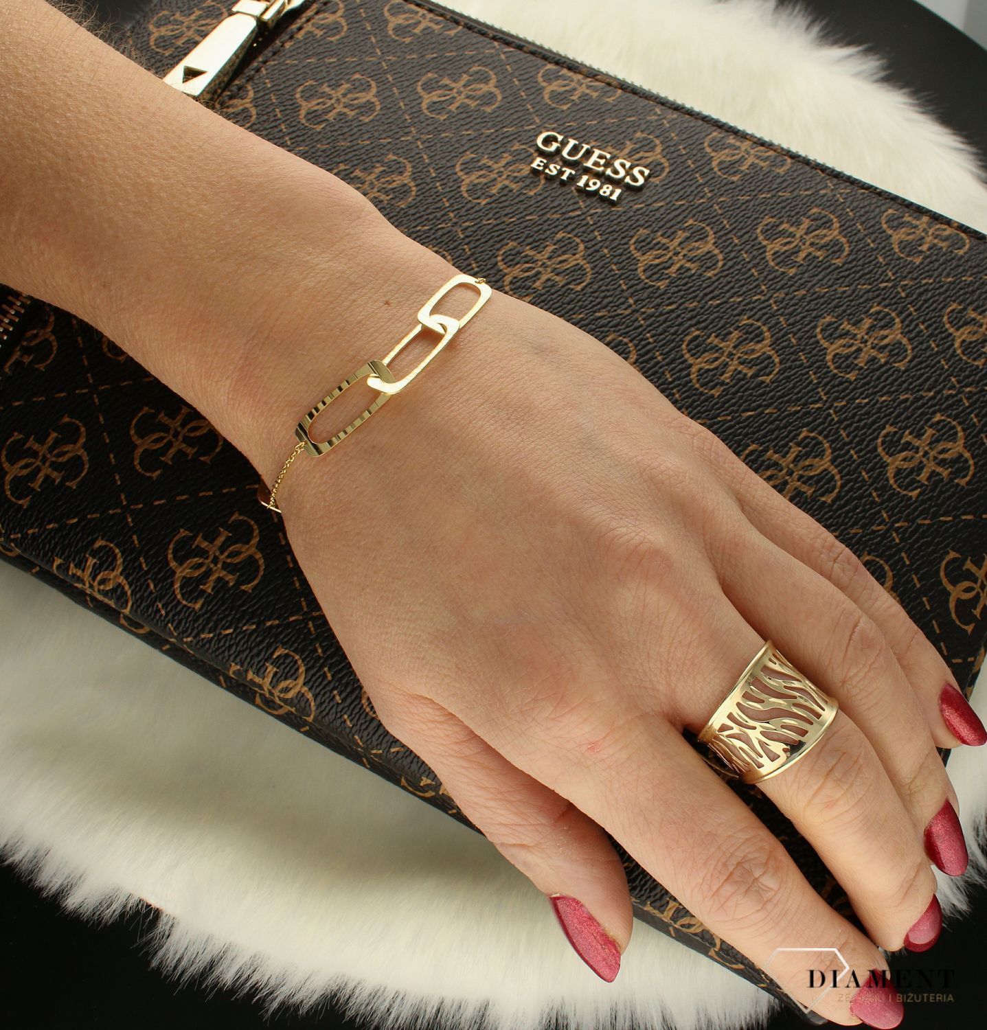 Bransoletka srebrna pozłacana z podłużnymi ogniwkami grawerowana 0728049000.jpg