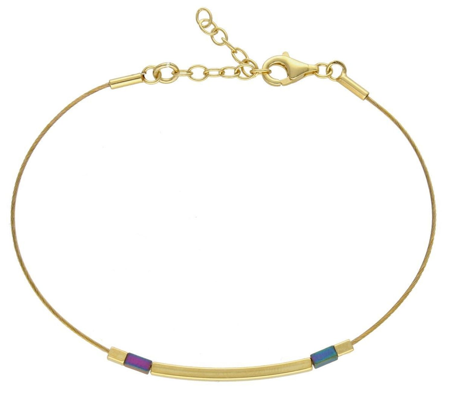 Bransoletka srebrna damska z hematytem pokryta złotem 0728245200. Srebrna bransoletka żyłka z hematytem. Długość bransoletki wynosi wynosi 16 cm i można ją przedłużyć o kolejne 3 cm. Bransoletka posiada wygodne zapięcie na karabińczy (1).jpg