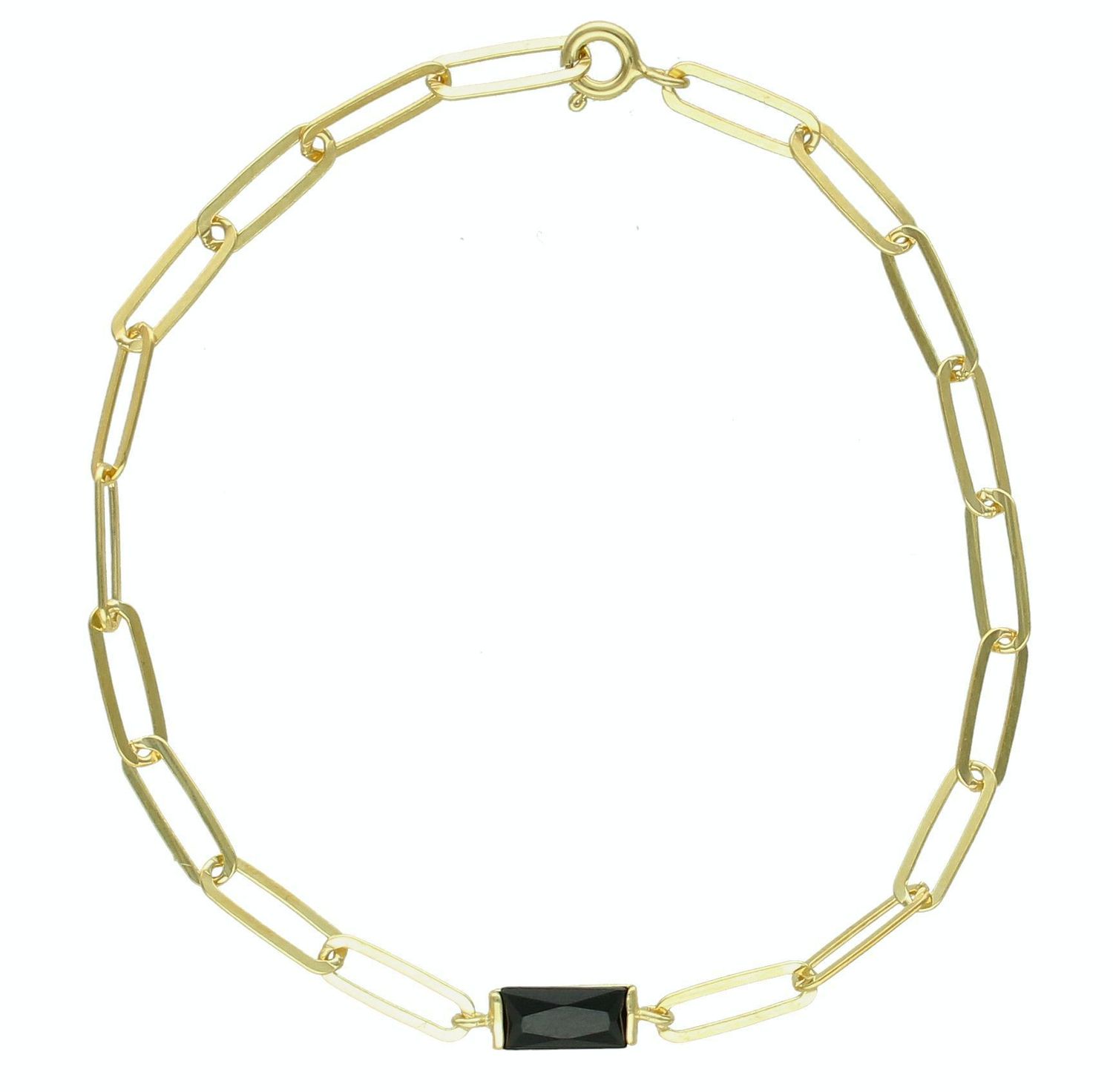 Srebrna bransoletka damska 925 pozłacana z czarnym kamieniem 0728336000.jpg