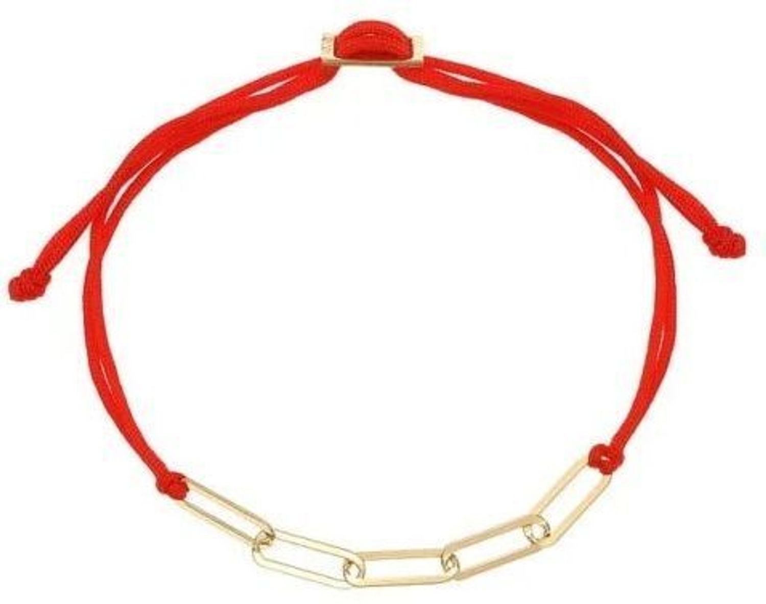 Bransoletka damska na czerwonym sznureczku z łańcuszkiem ozdobnym pozłacanym próba 925, 0728533100 . Delikatny design sprawia, że bransoletka pasuje do wielu stylizacji, dodając 1.jpg