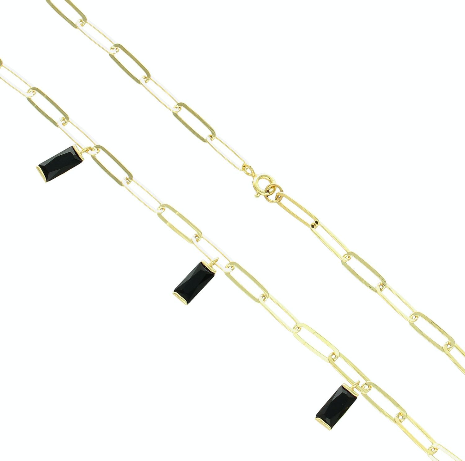 Srebrny naszyjnik damski 925 pozłacany z czarnymi kamieniami 0748338400.jpg