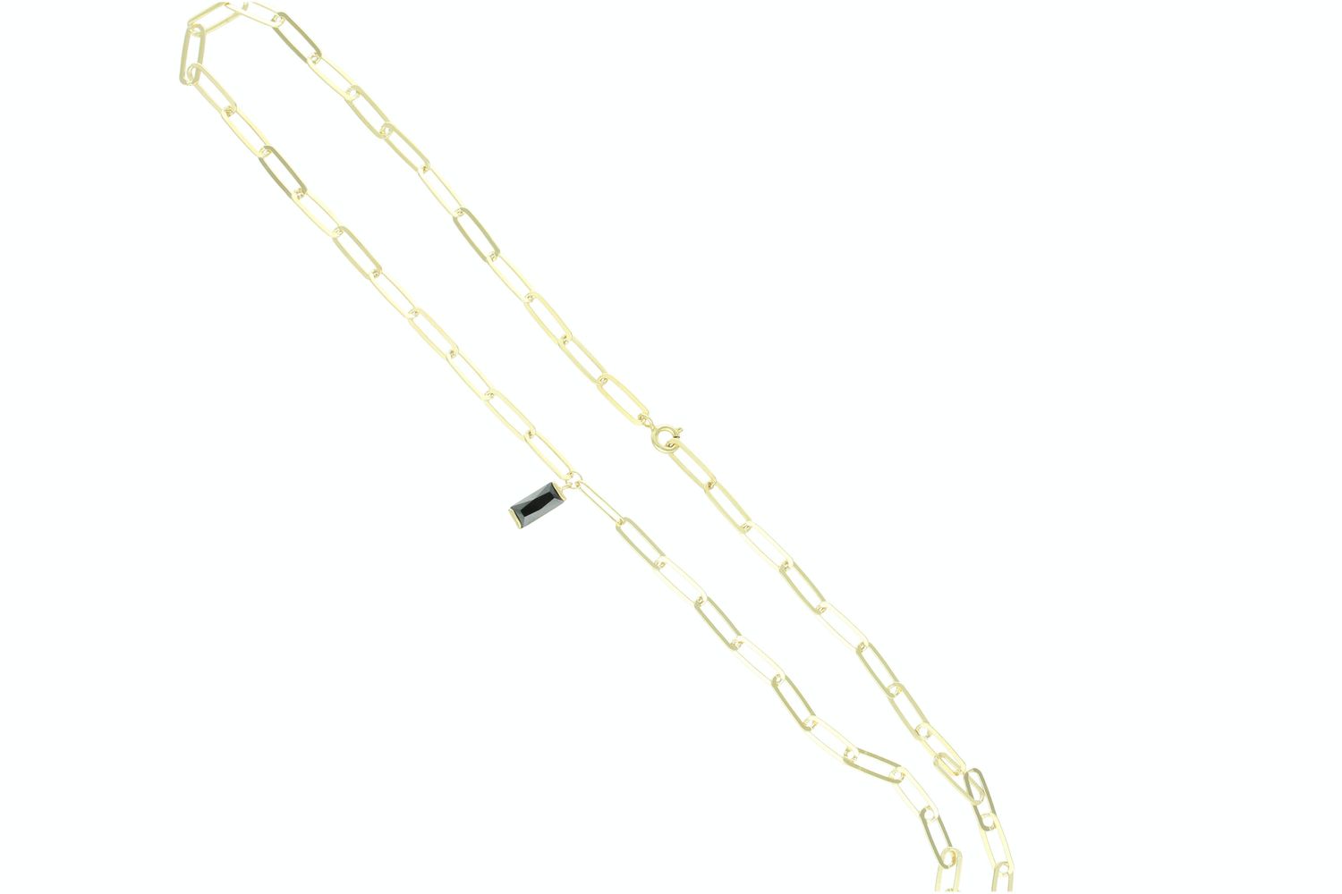 Srebrny naszyjnik damski 925 pozłacany z czarnymi kamieniami 0748338500 (2).jpg