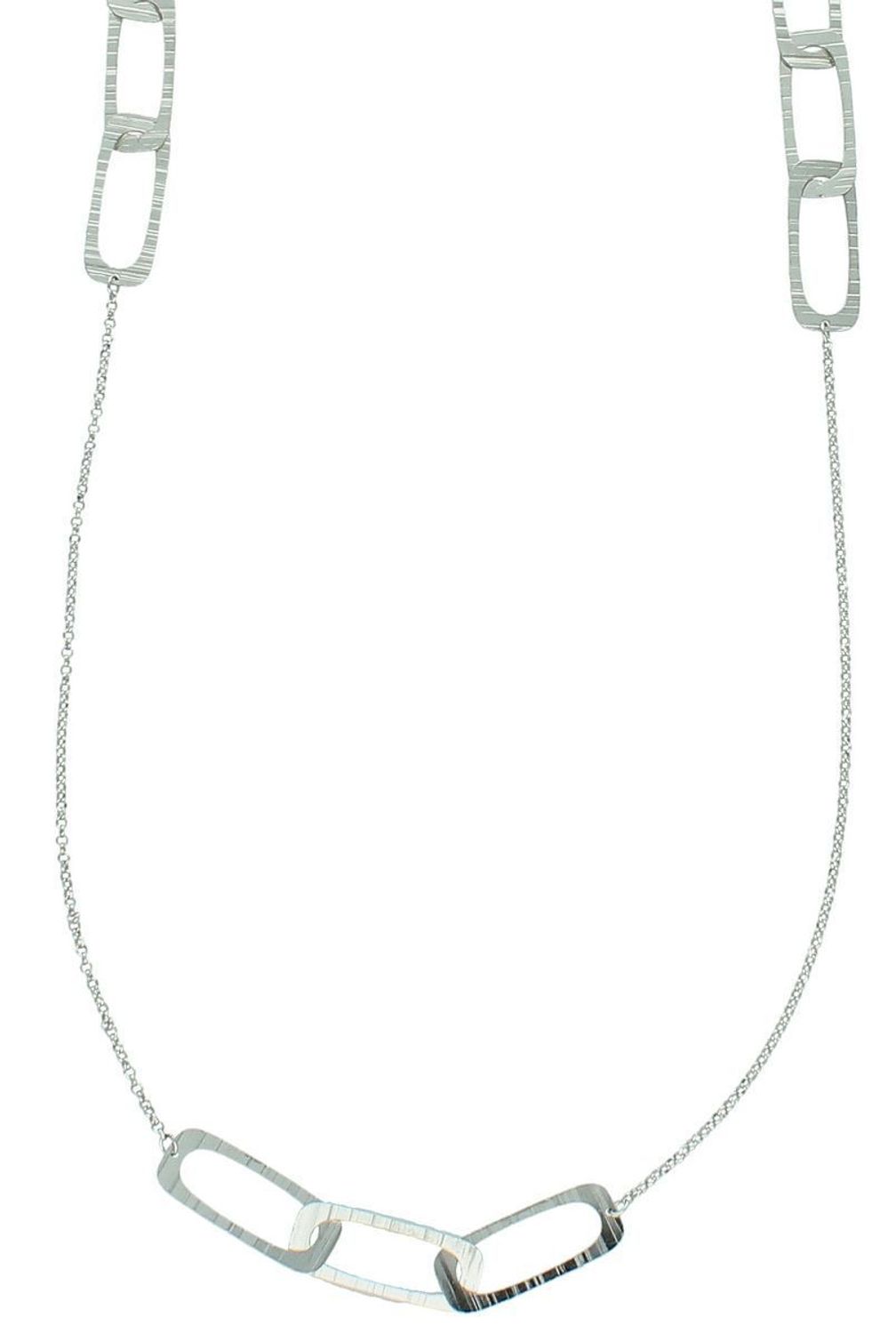 Srebrny naszyjnik damski próba 925 zdobiony prostokątnymi elementami, długość 80 cm, zapięcie na karabińczyk. Waga 4,70 g, elegancka biżuteria.1.jpg