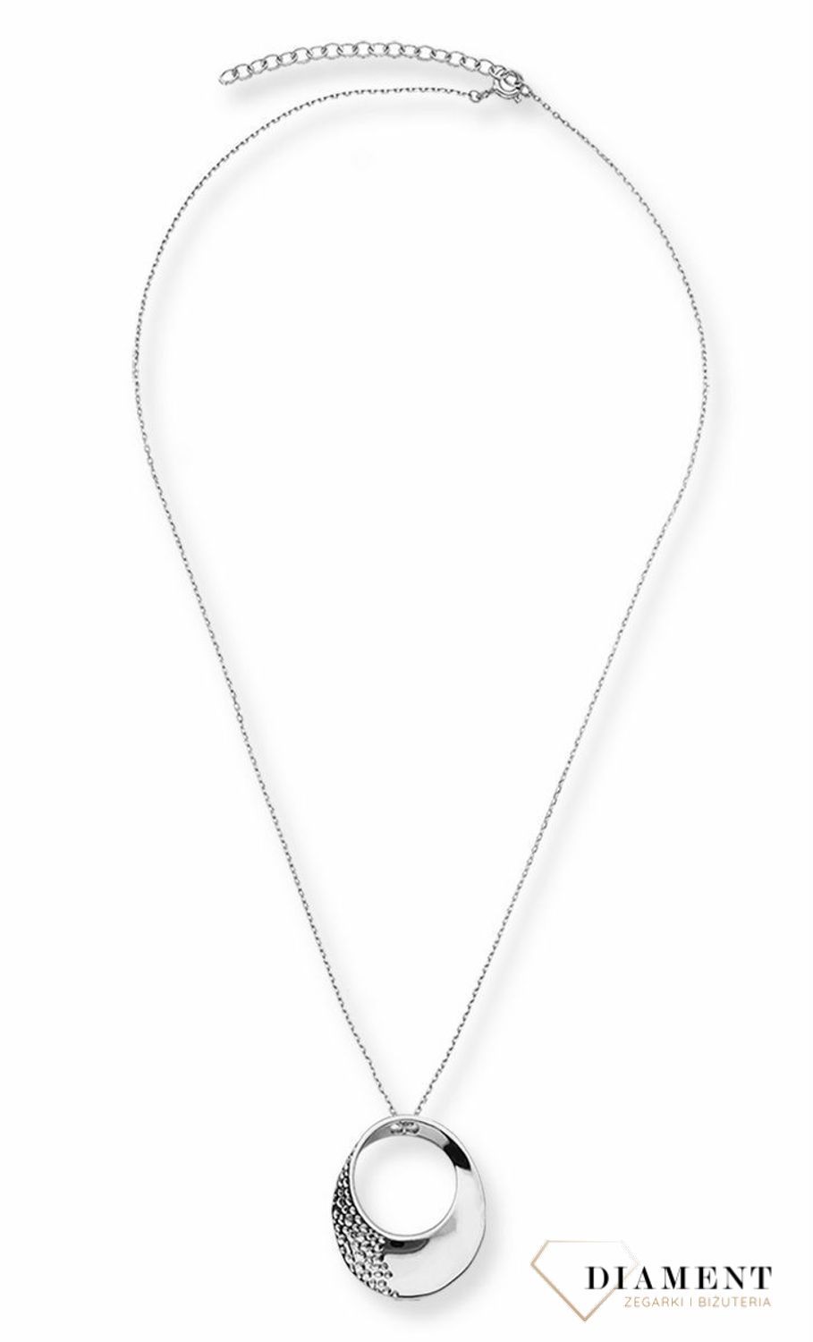 Srebrny naszyjnik rodowany z efektowną zawieszką 0757053700.  Naszyjnik ozdobiony zawieszką w kształcie owalnej zawieszki (1).jpg