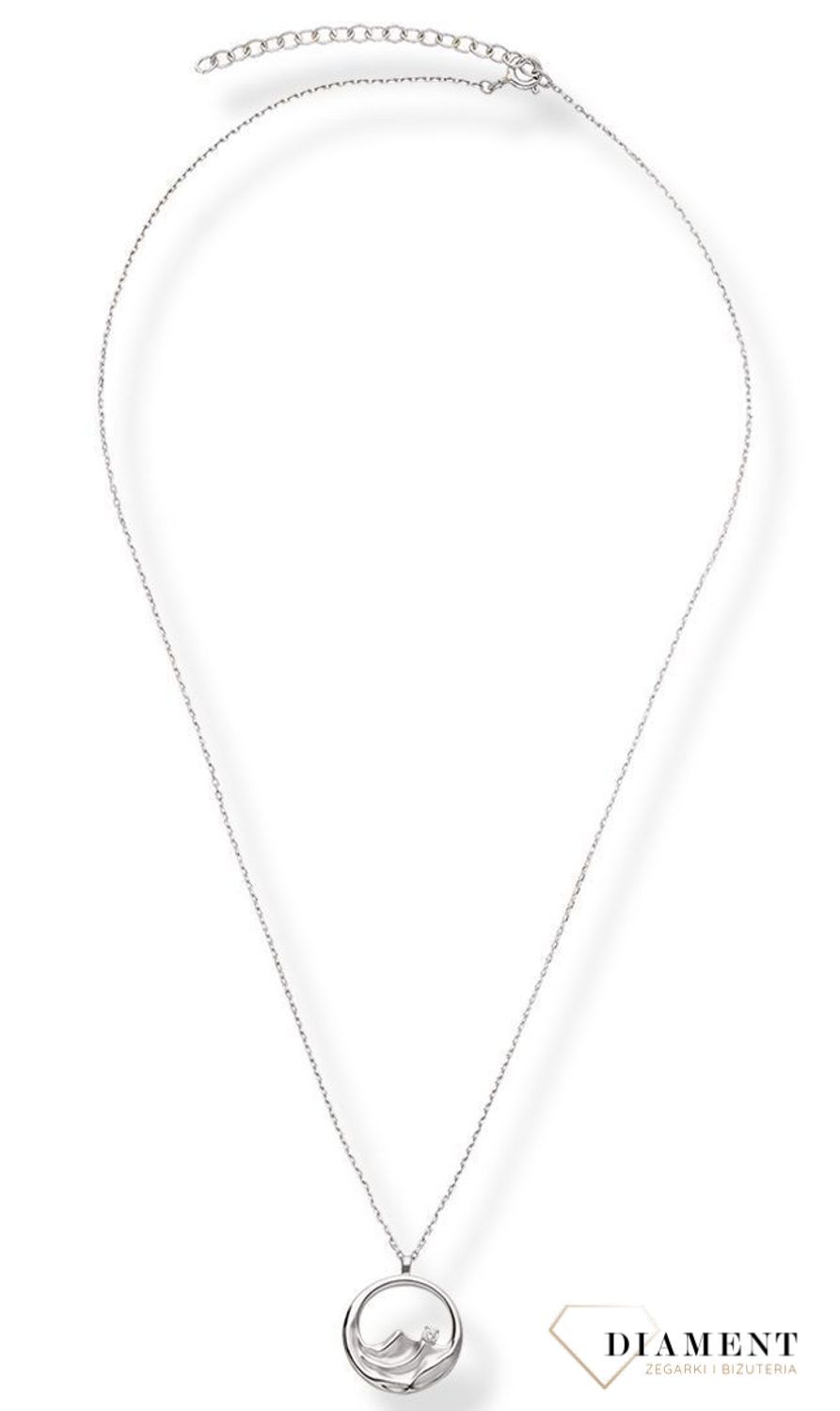 Srebrny naszyjnik rodowany z efektowną okrągłą zawieszką 0757153802.  Naszyjnik ozdobiony zawieszką w kształcie okrągłej zawieszki z grawerowaniem.  Świetny dodatek pasujący do każdej stylizacji, aby podkreślić wyjątkowość n .jpg