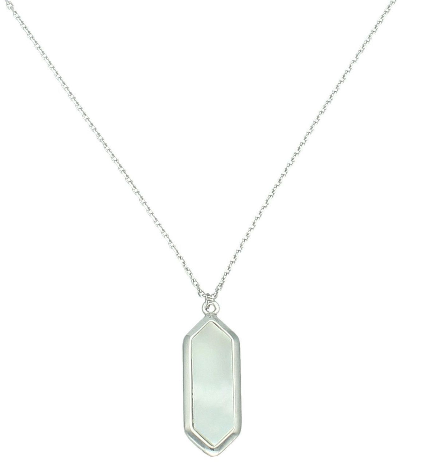 Naszyjnik srebrny z zawieszką masa perłową srebro próby 925, 0757171900 Ten subtelny, a zarazem efektowny naszyjnik damski wykonany ze srebra próby 925 1.jpg