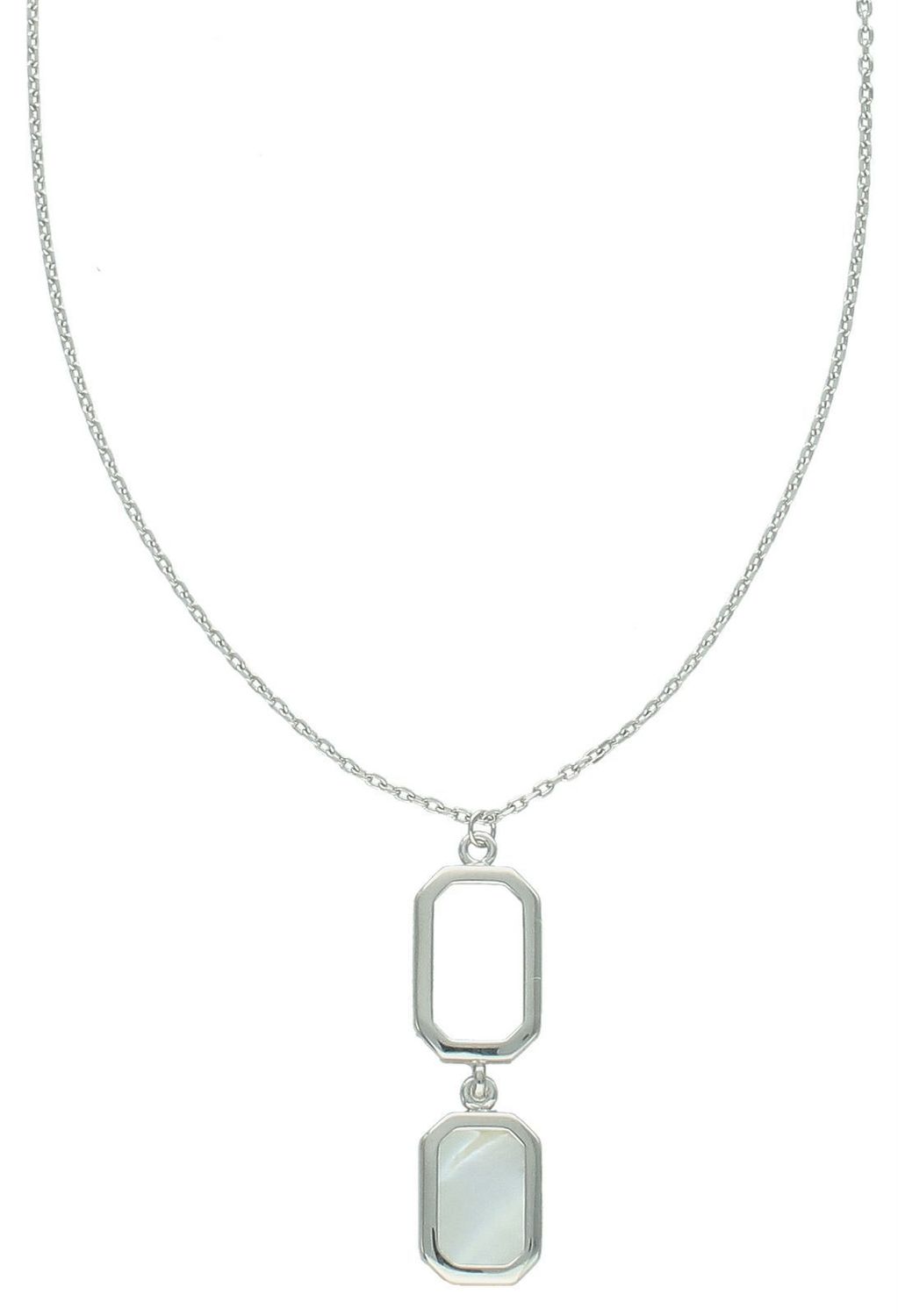 Naszyjnik damski zdobiony prostokątnymi zawieszkami z masa perłową próba 925, 0757175100 Ten elegancki naszyjnik damski to połączenie nowoczesnego designu z subtelną elegancją. 1.jpg