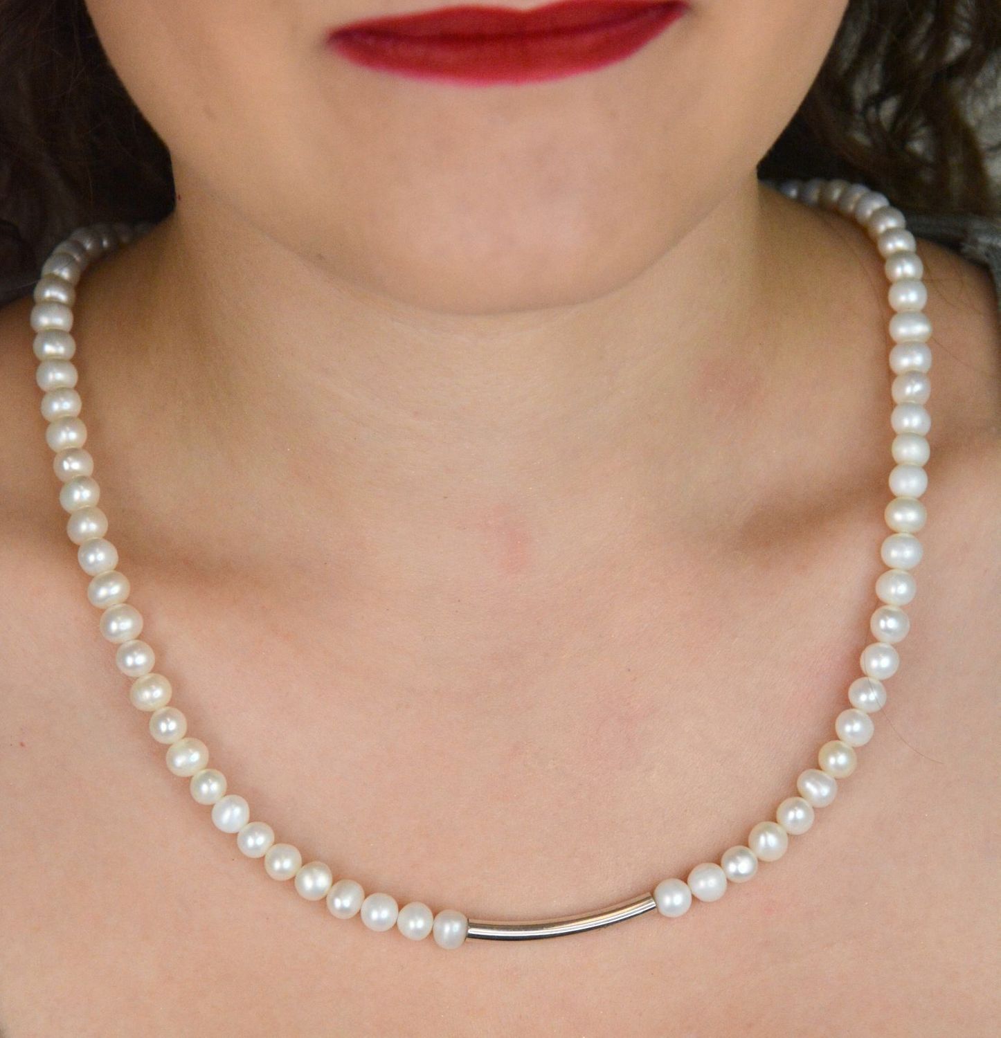 Naszyjnik z Pereł Hodowlanych 6 mm z Ozdobną Blaszką – Srebro 925 – Długość 50 cm (2).jpg