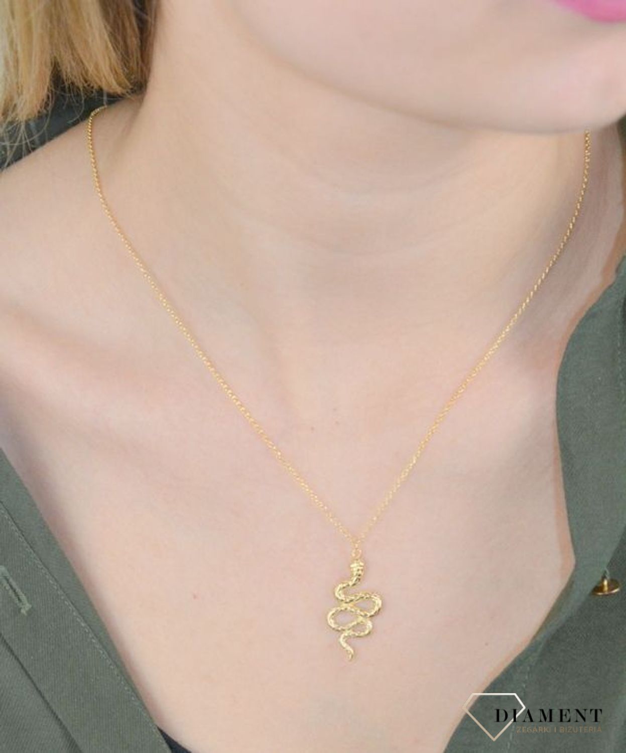 SREBRNY NASZYJNIK POZŁACANY Z ZAWIESZKĄ WĘŻA 0758048700 (2).jpg