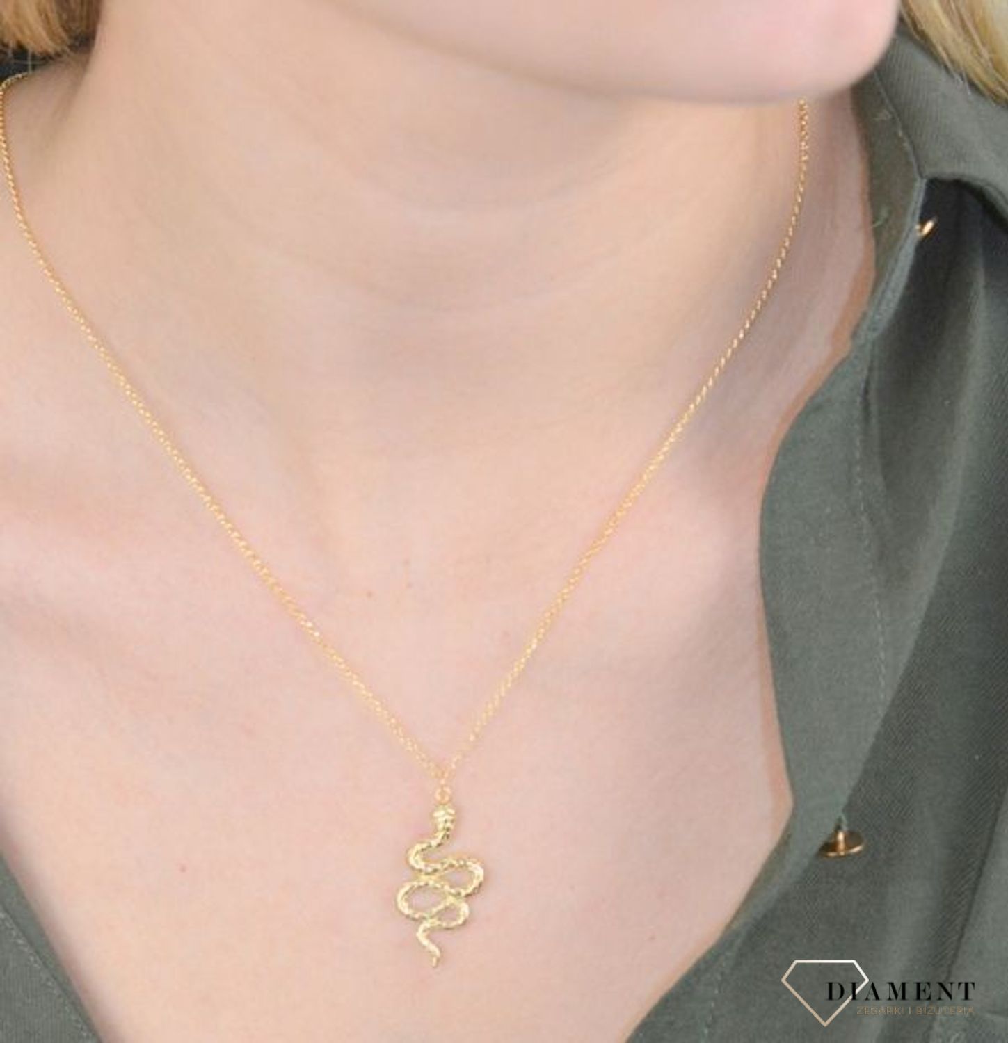 SREBRNY NASZYJNIK POZŁACANY Z ZAWIESZKĄ WĘŻA 0758048700 (2).jpg